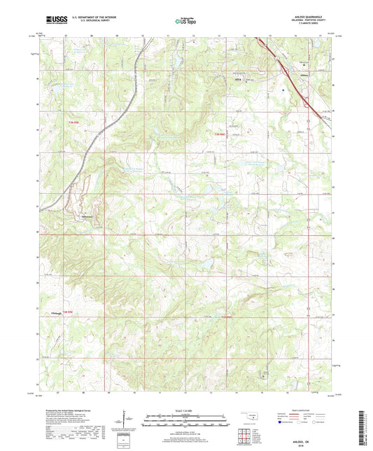 Ahloso Oklahoma US Topo Map Image