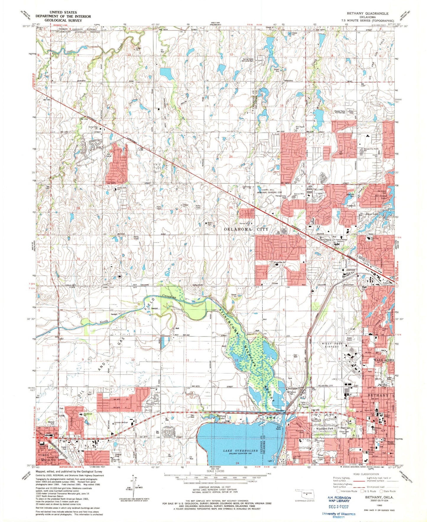 Classic USGS Bethany Oklahoma 7.5'x7.5' Topo Map Image