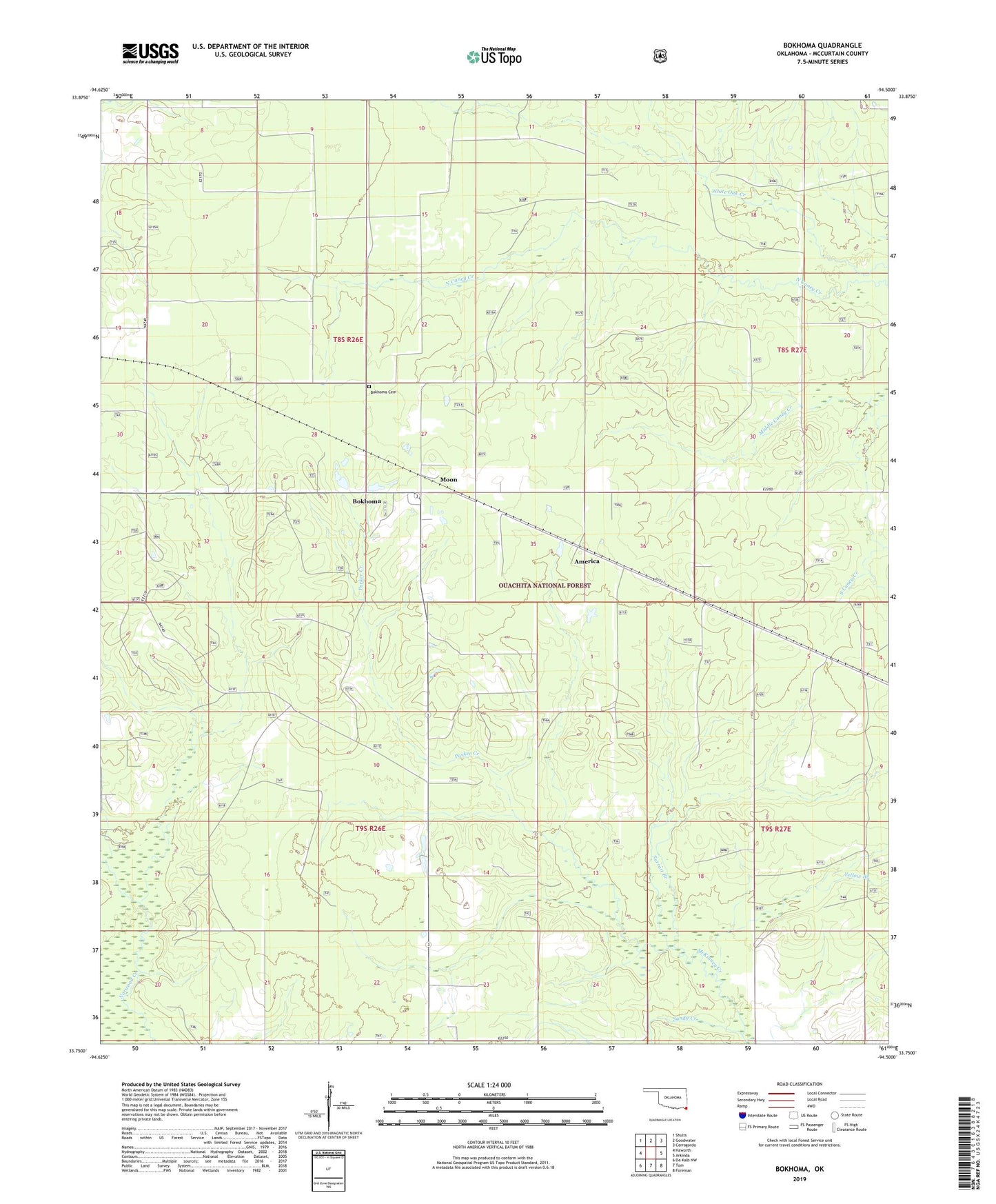 Bokhoma Oklahoma US Topo Map Image