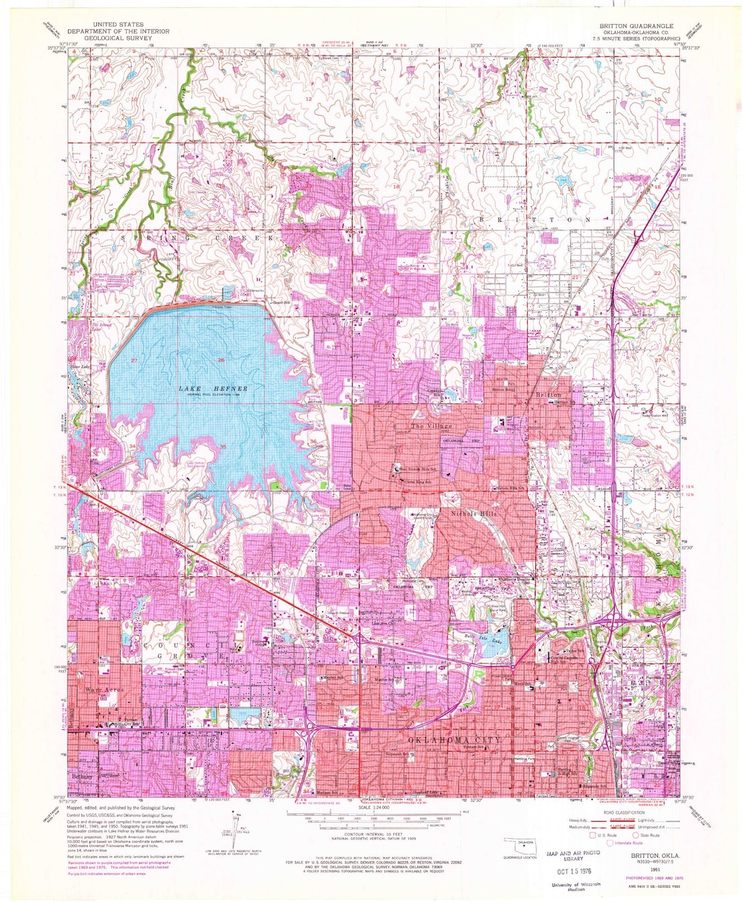 Classic USGS Britton Oklahoma 7.5'x7.5' Topo Map Image
