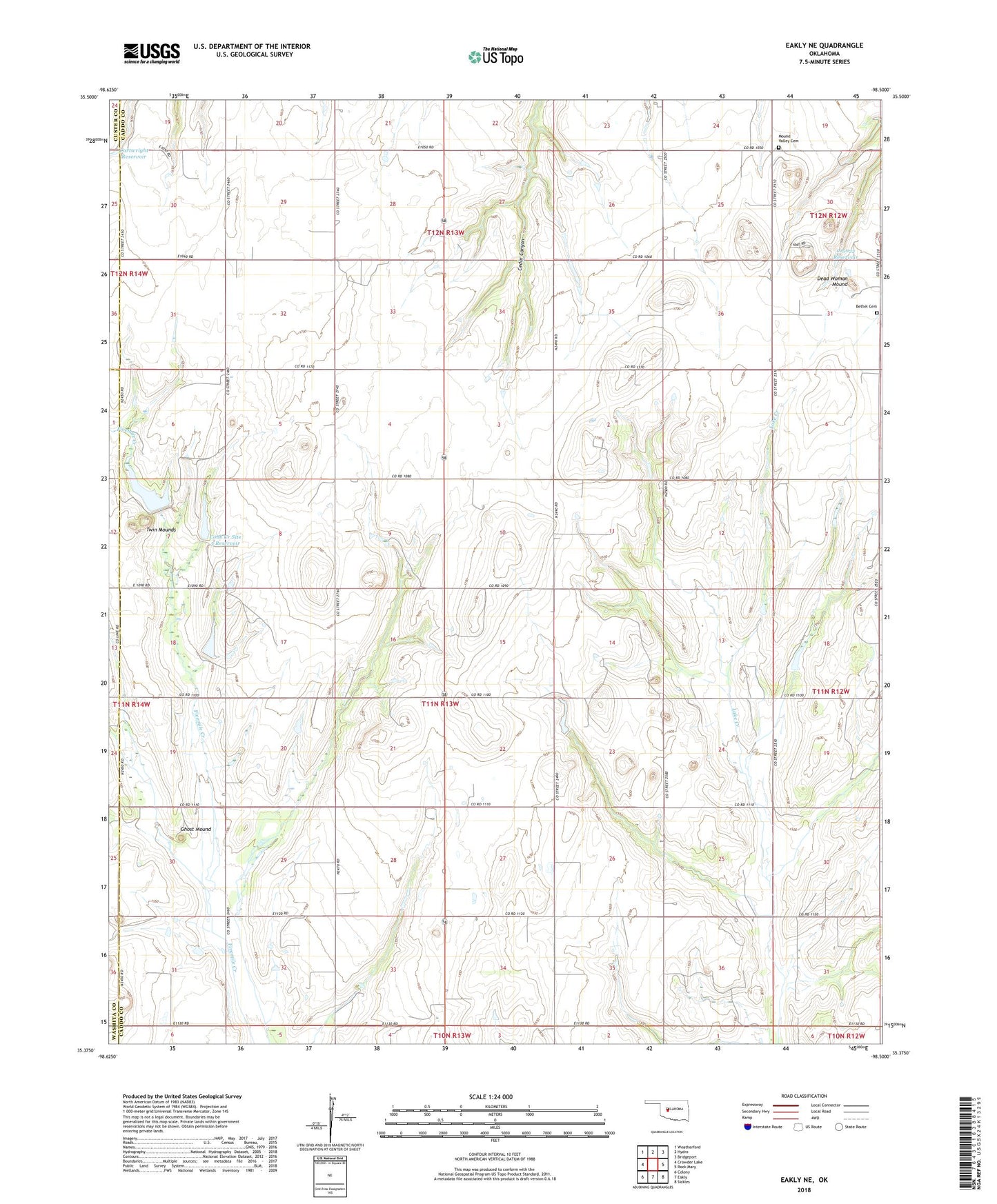 Eakly NE Oklahoma US Topo Map Image