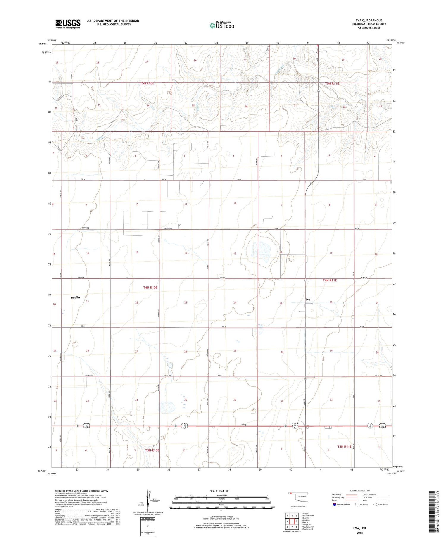Eva Oklahoma US Topo Map Image