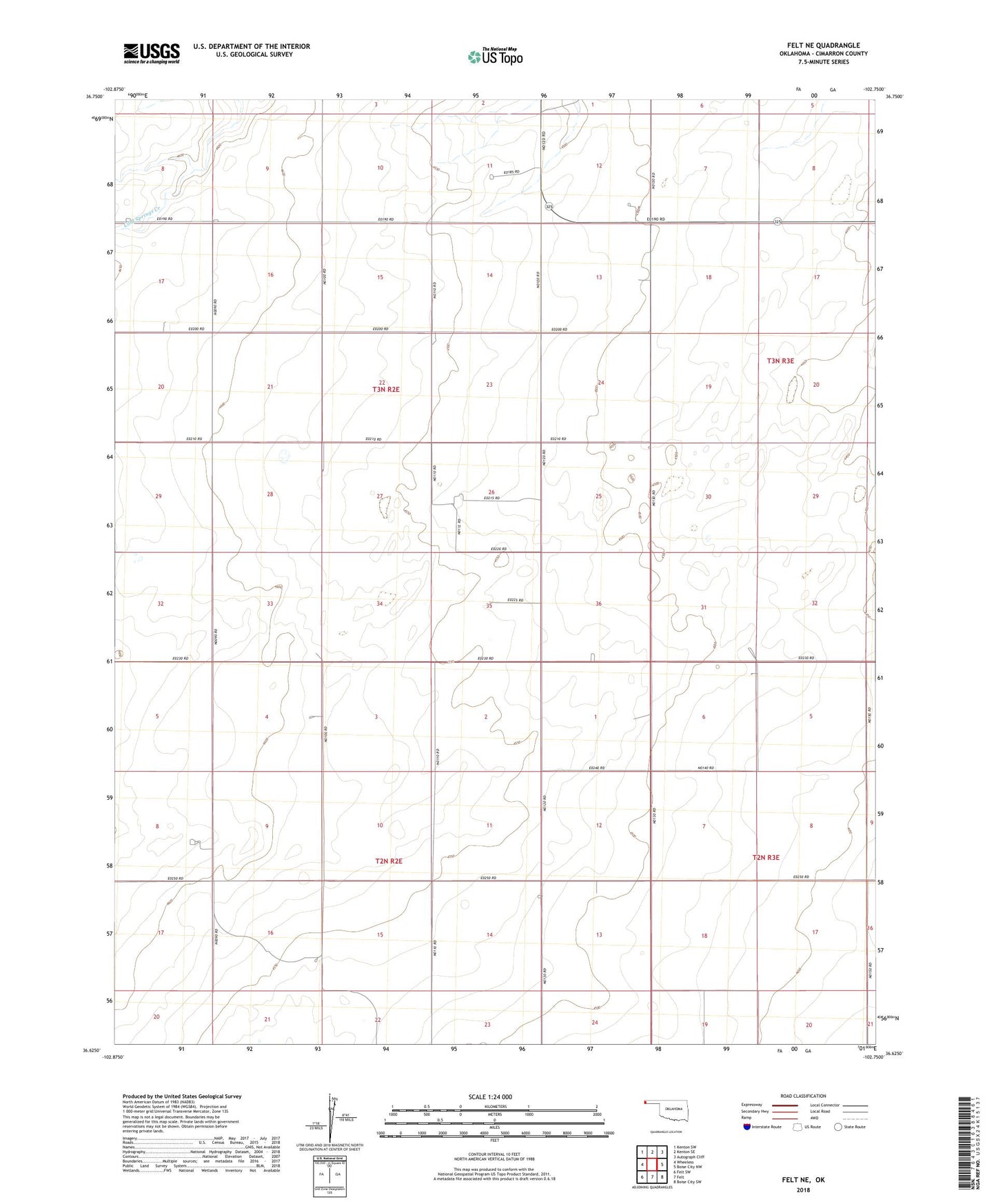 Felt NE Oklahoma US Topo Map Image