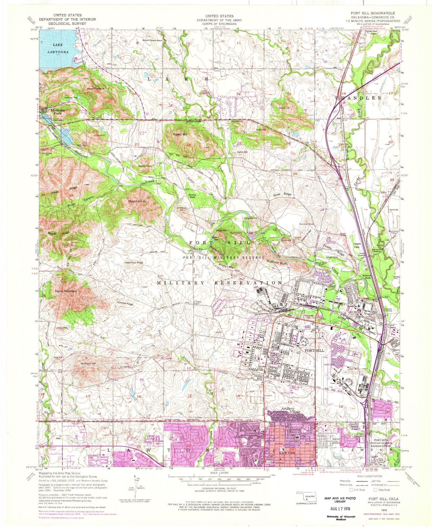 Classic USGS Fort Sill Oklahoma 7.5'x7.5' Topo Map Image