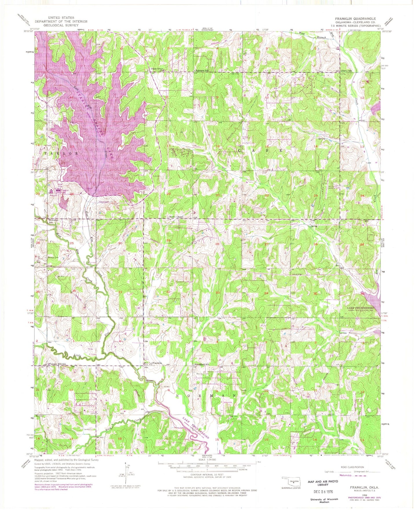 Classic USGS Franklin Oklahoma 7.5'x7.5' Topo Map Image