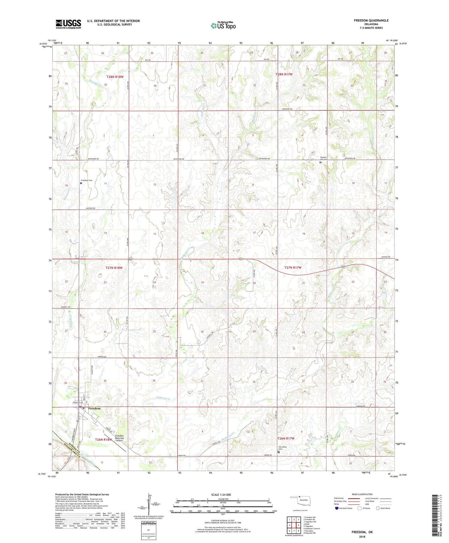 Freedom Oklahoma US Topo Map Image
