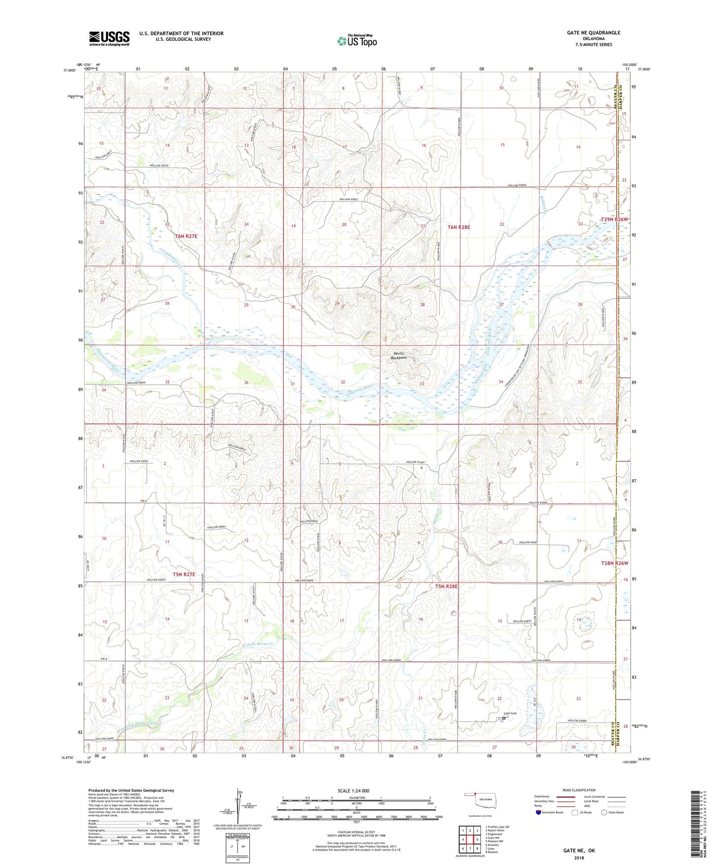 Gate NE Oklahoma US Topo Map Image