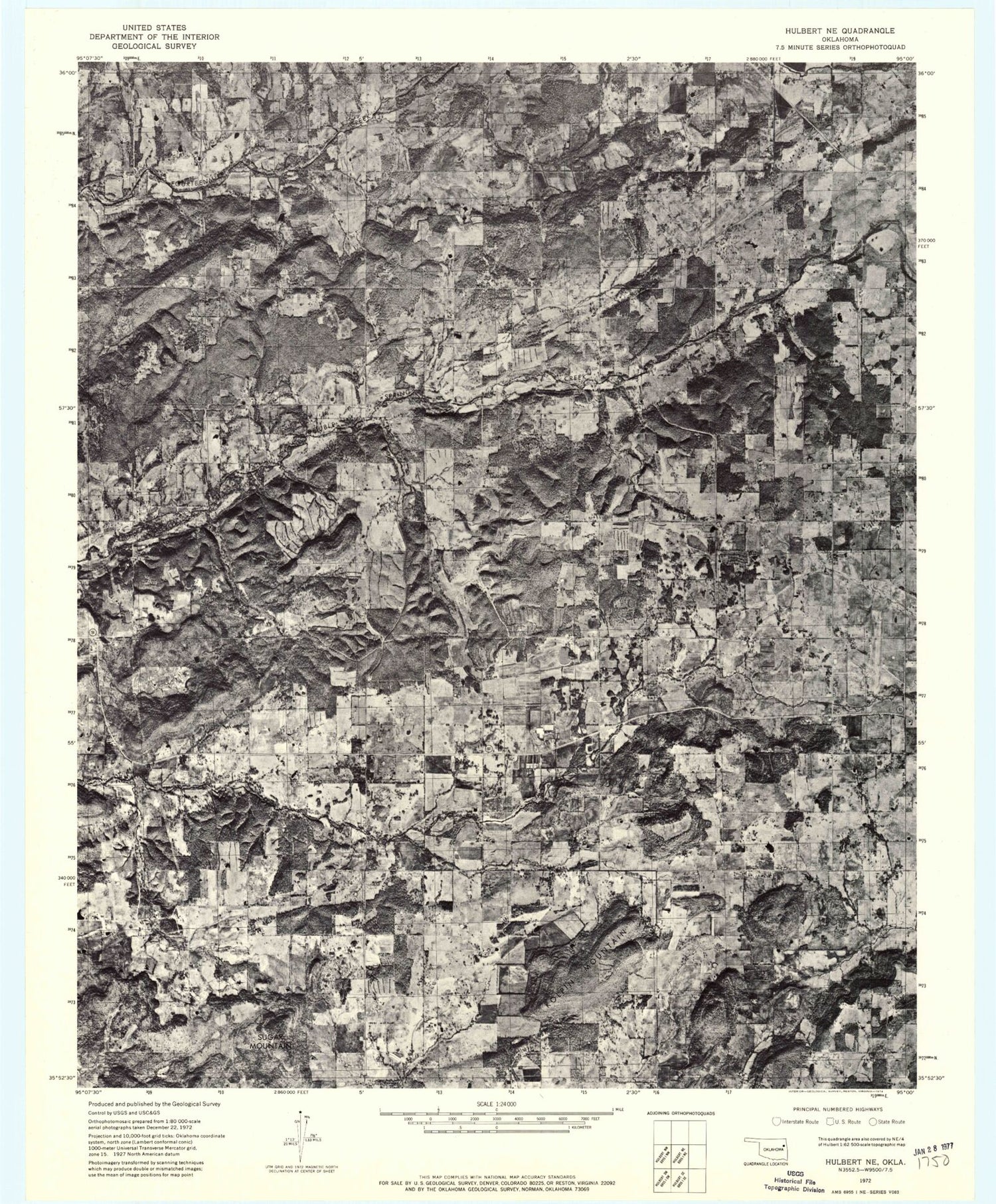Classic USGS Thompson Corner Oklahoma 7.5'x7.5' Topo Map Image