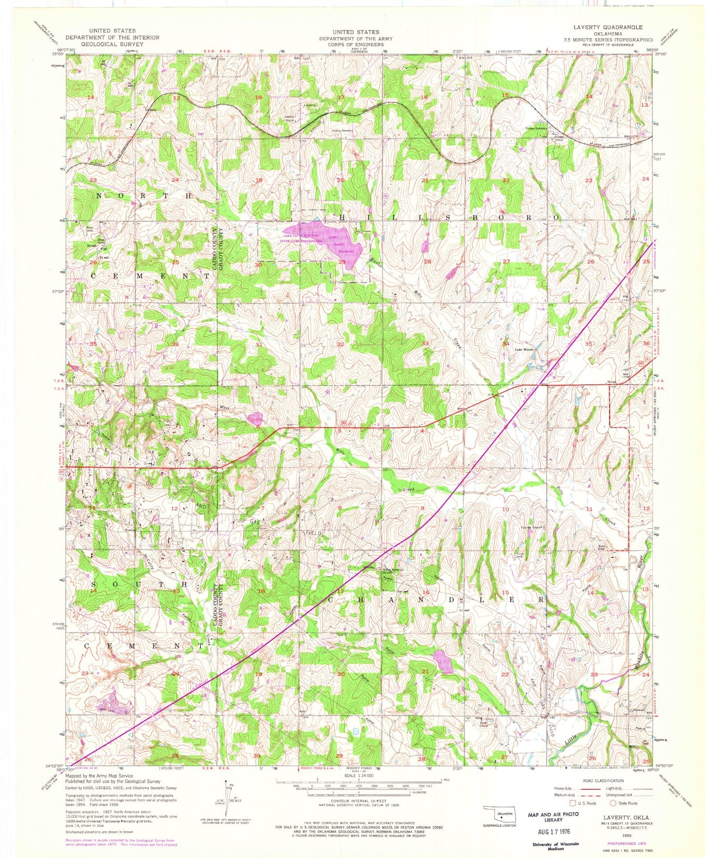 Classic USGS Laverty Oklahoma 7.5'x7.5' Topo Map Image