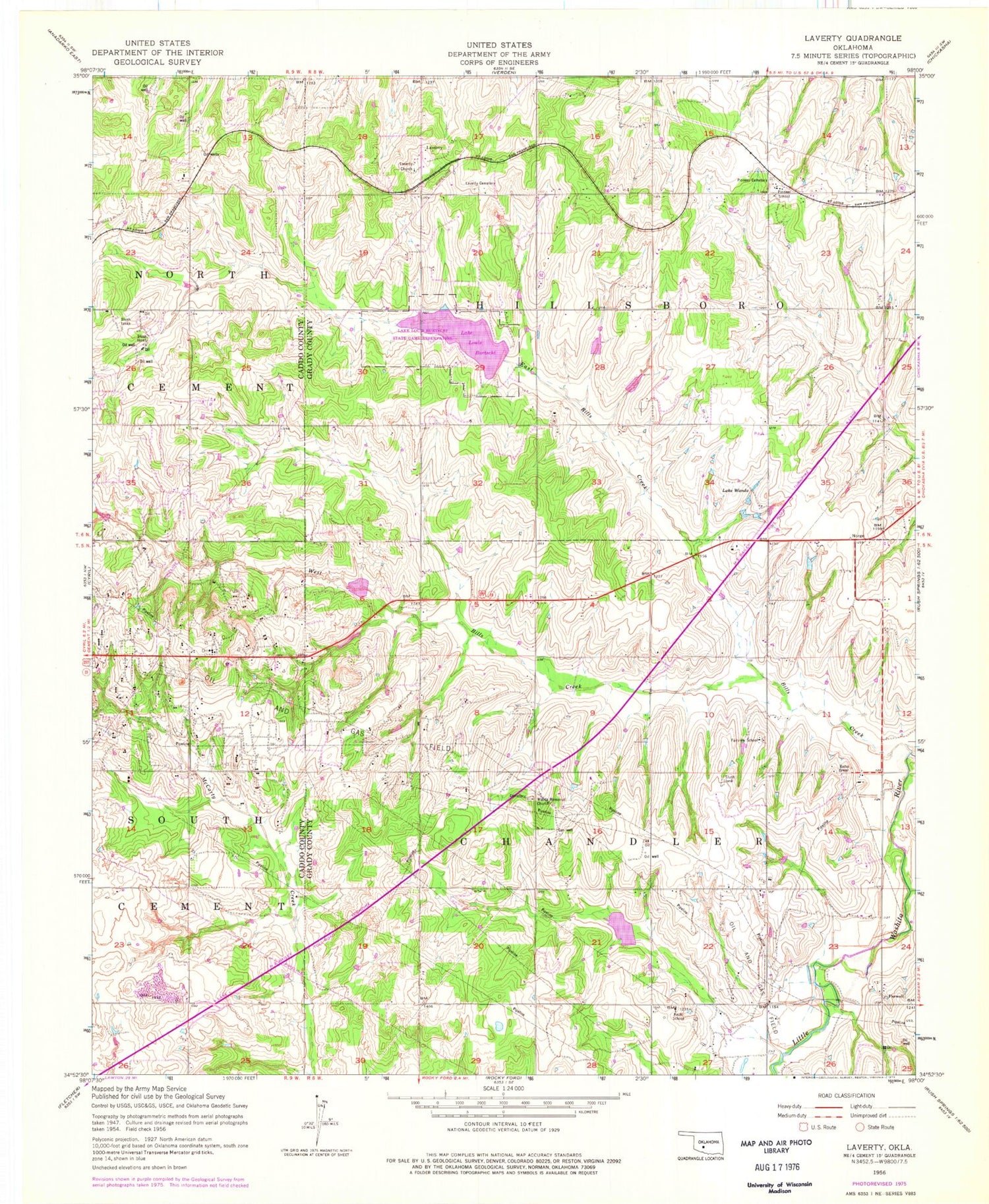 Classic USGS Laverty Oklahoma 7.5'x7.5' Topo Map Image