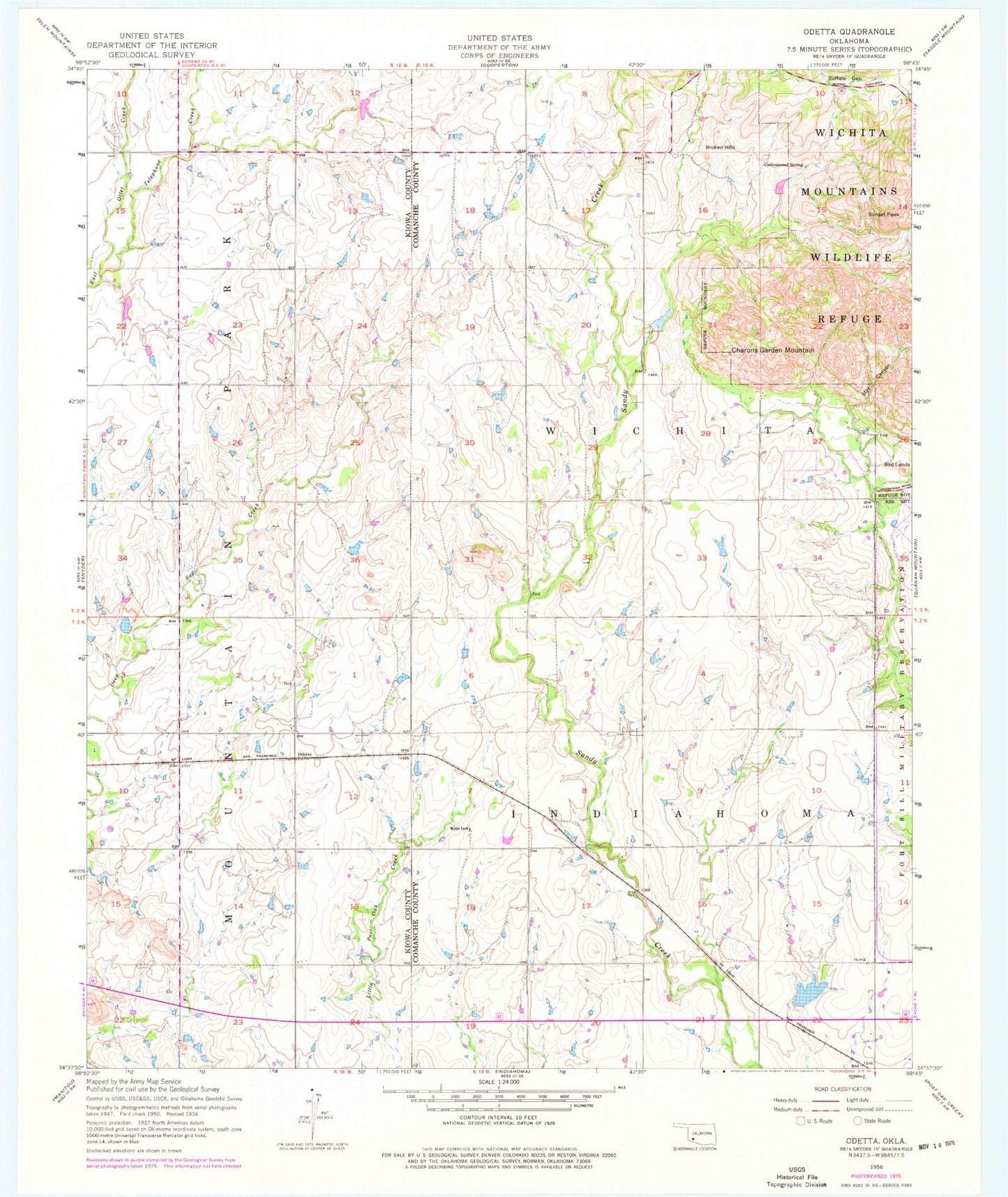 Classic USGS Odetta Oklahoma 7.5'x7.5' Topo Map Image