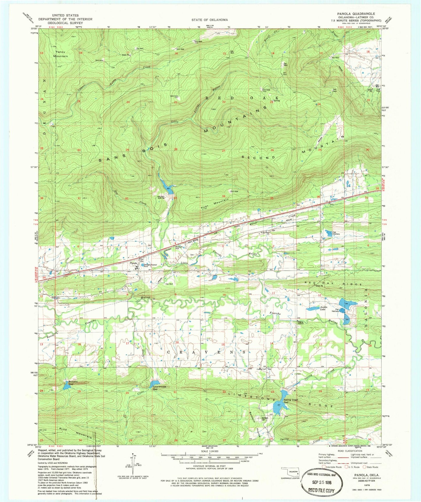 Classic USGS Panola Oklahoma 7.5'x7.5' Topo Map Image