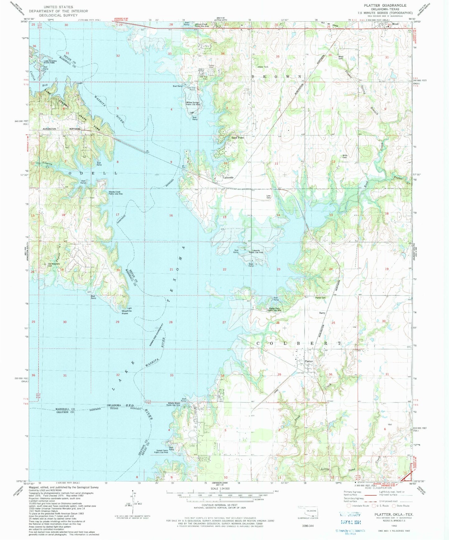 Classic USGS Platter Oklahoma 7.5'x7.5' Topo Map Image