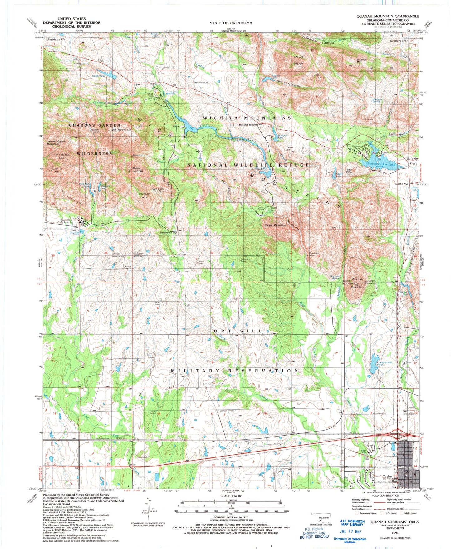 USGS Classic Quanah Mountain Oklahoma 7.5'x7.5' Topo Map Image