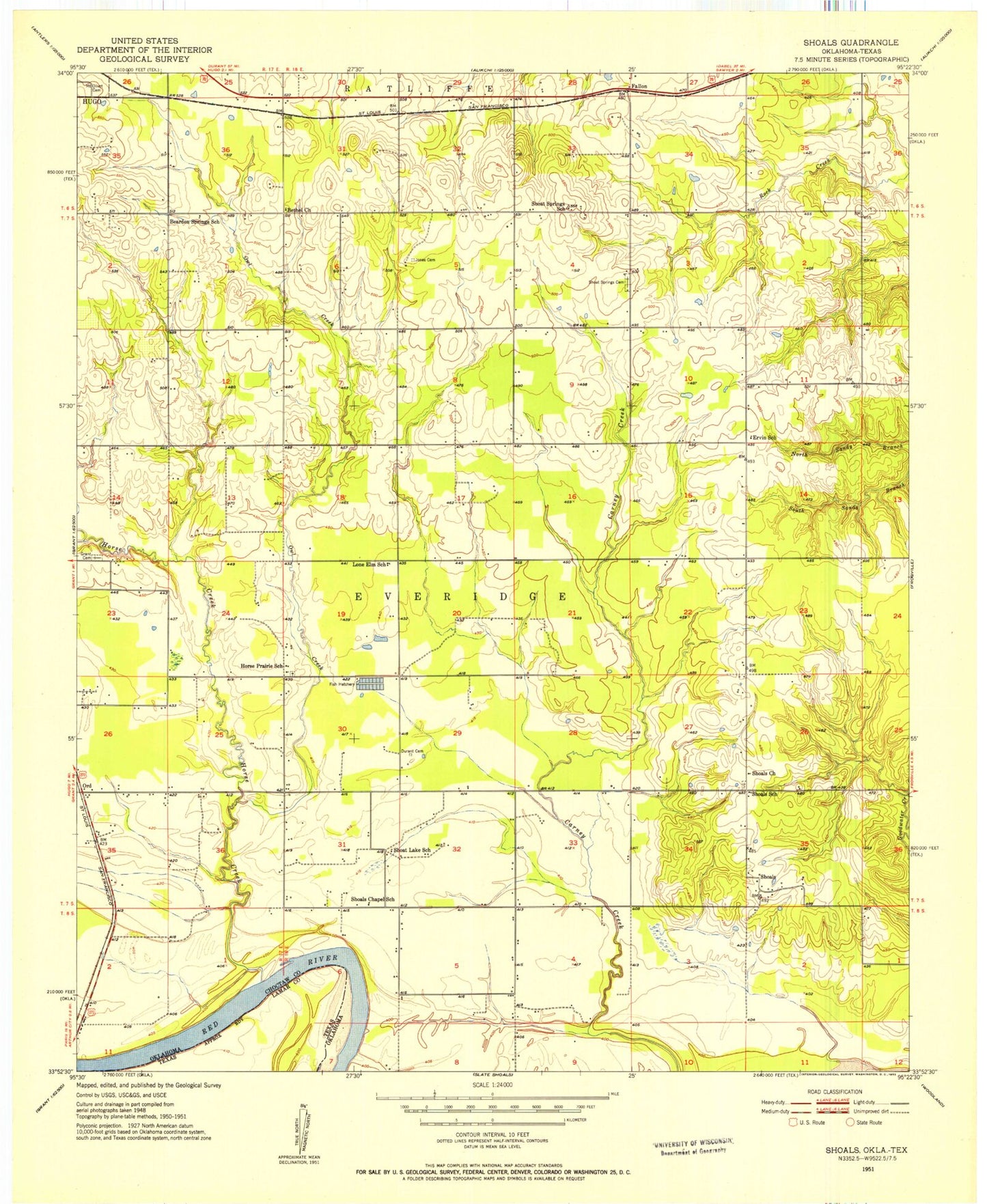Classic USGS Shoals Oklahoma 7.5'x7.5' Topo Map Image