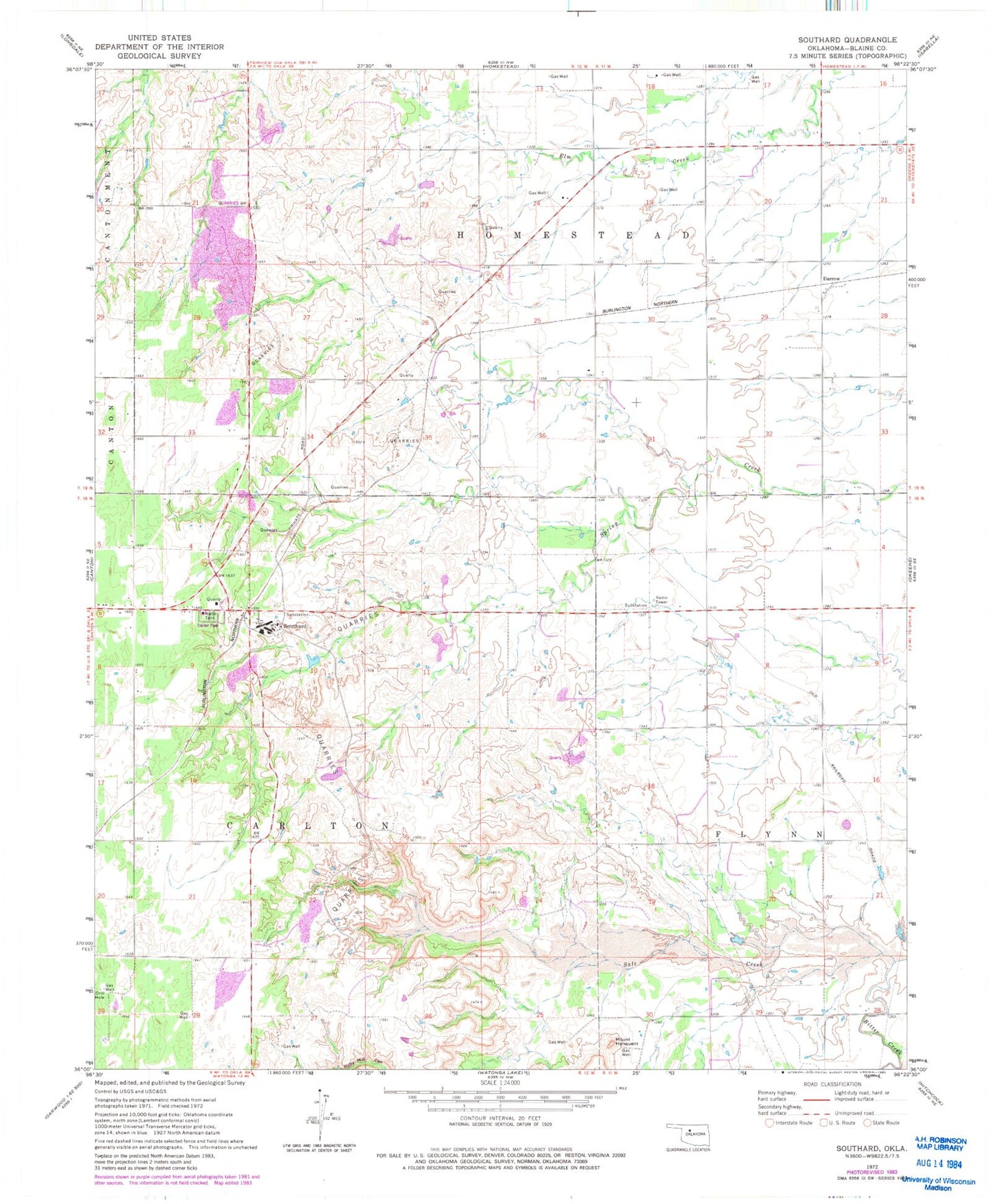 Classic USGS Southard Oklahoma 7.5'x7.5' Topo Map Image