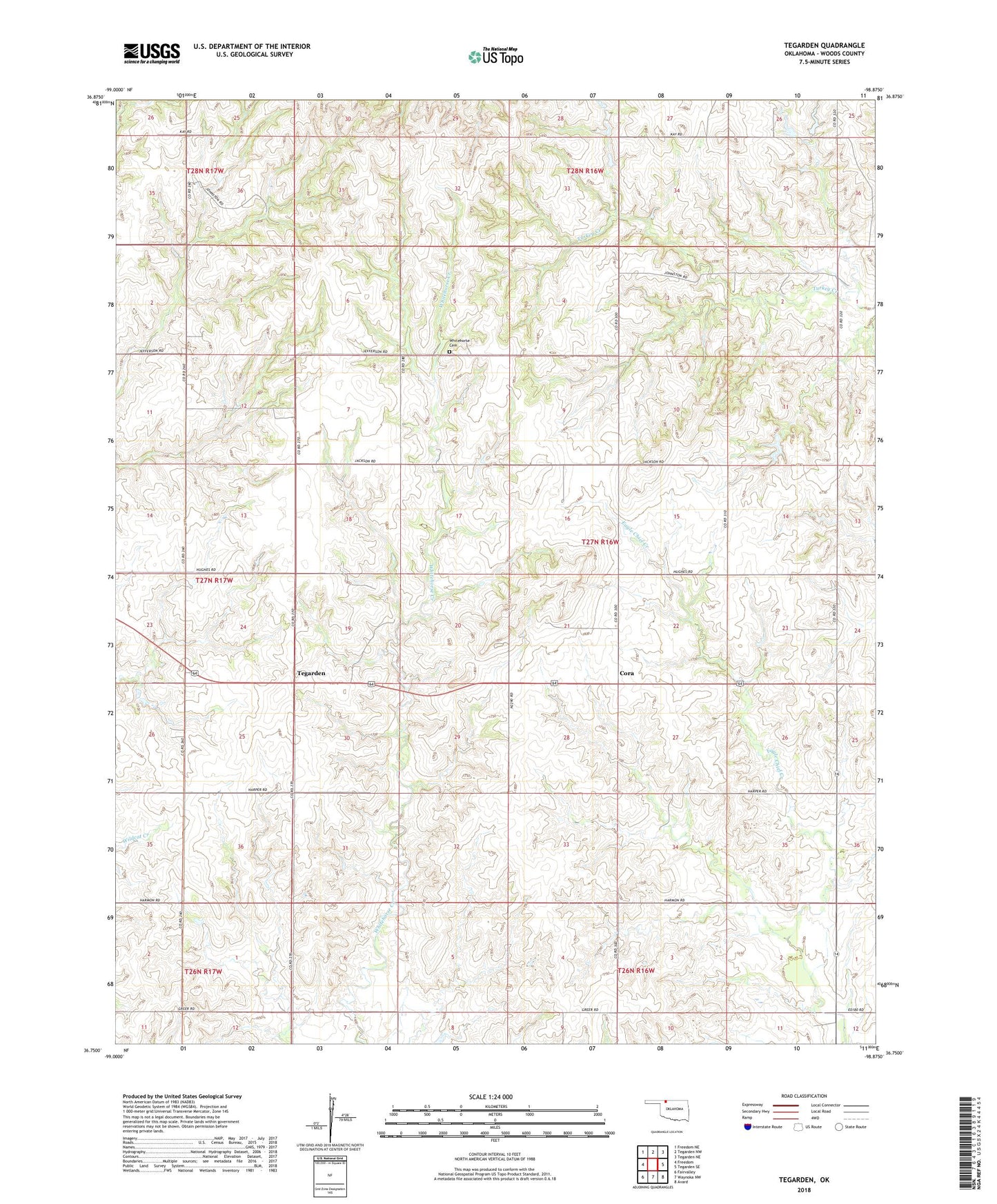 Tegarden Oklahoma US Topo Map Image