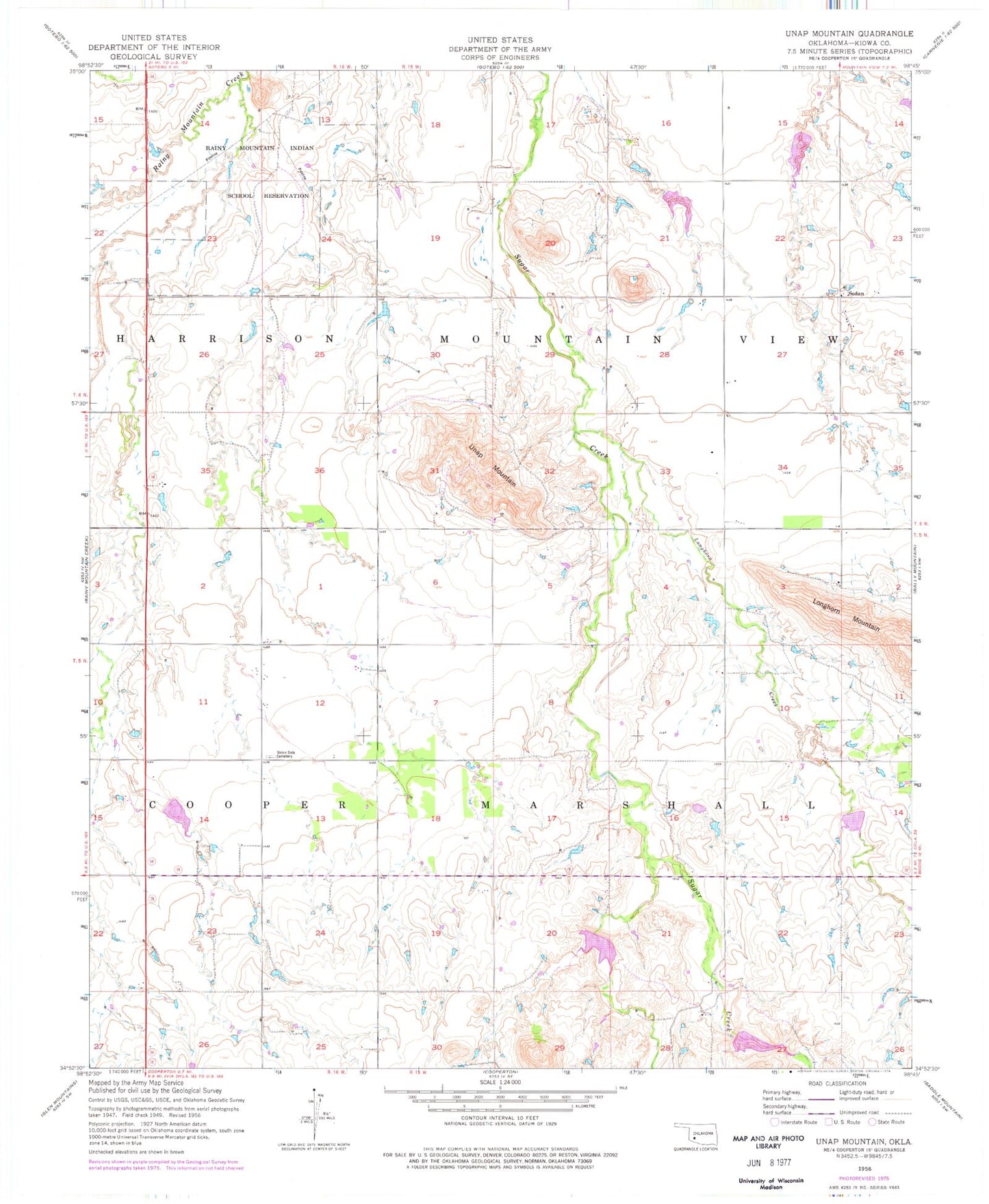 Classic USGS Unap Mountain Oklahoma 7.5'x7.5' Topo Map Image