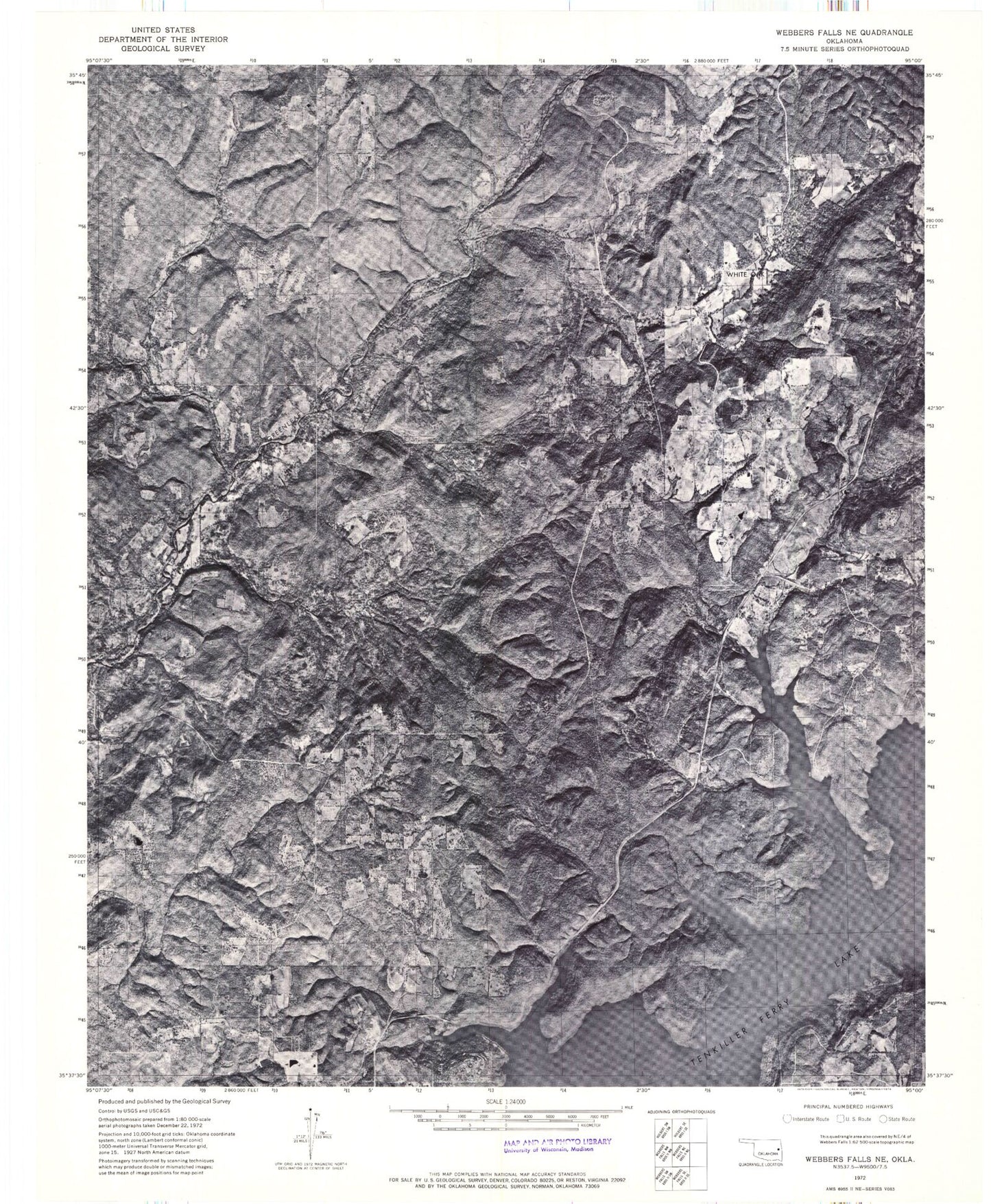 Classic USGS Qualls Oklahoma 7.5'x7.5' Topo Map Image