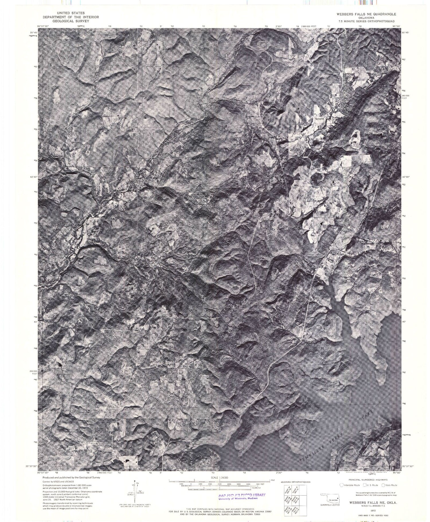 Classic USGS Qualls Oklahoma 7.5'x7.5' Topo Map Image