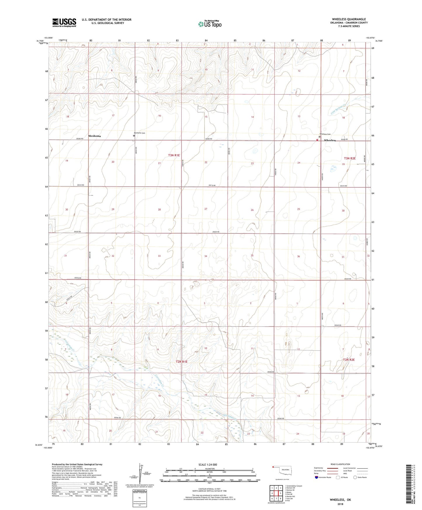 Wheeless Oklahoma US Topo Map Image