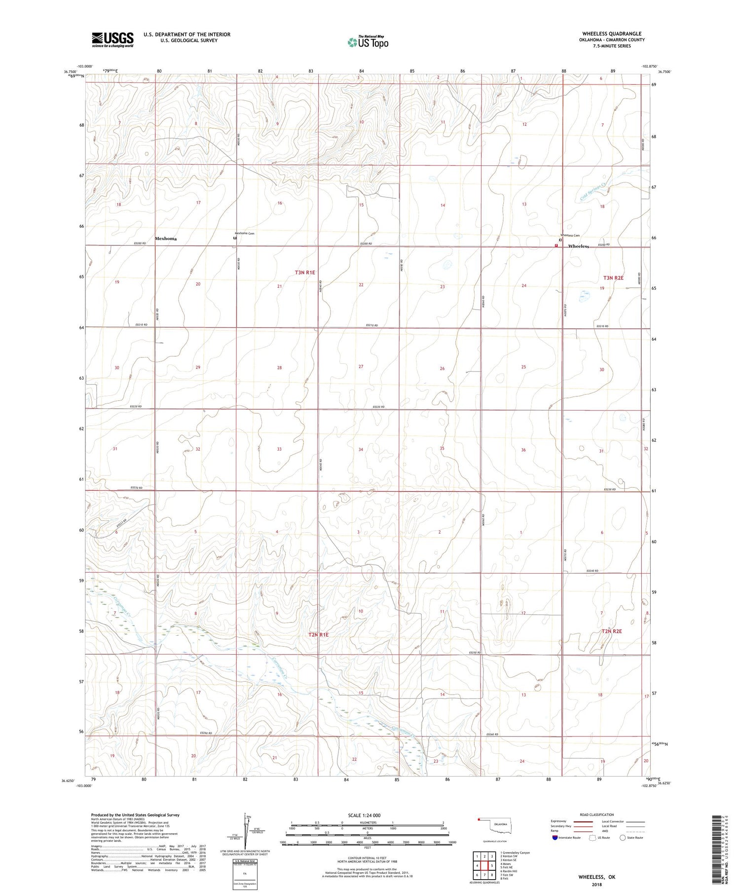 Wheeless Oklahoma US Topo Map Image