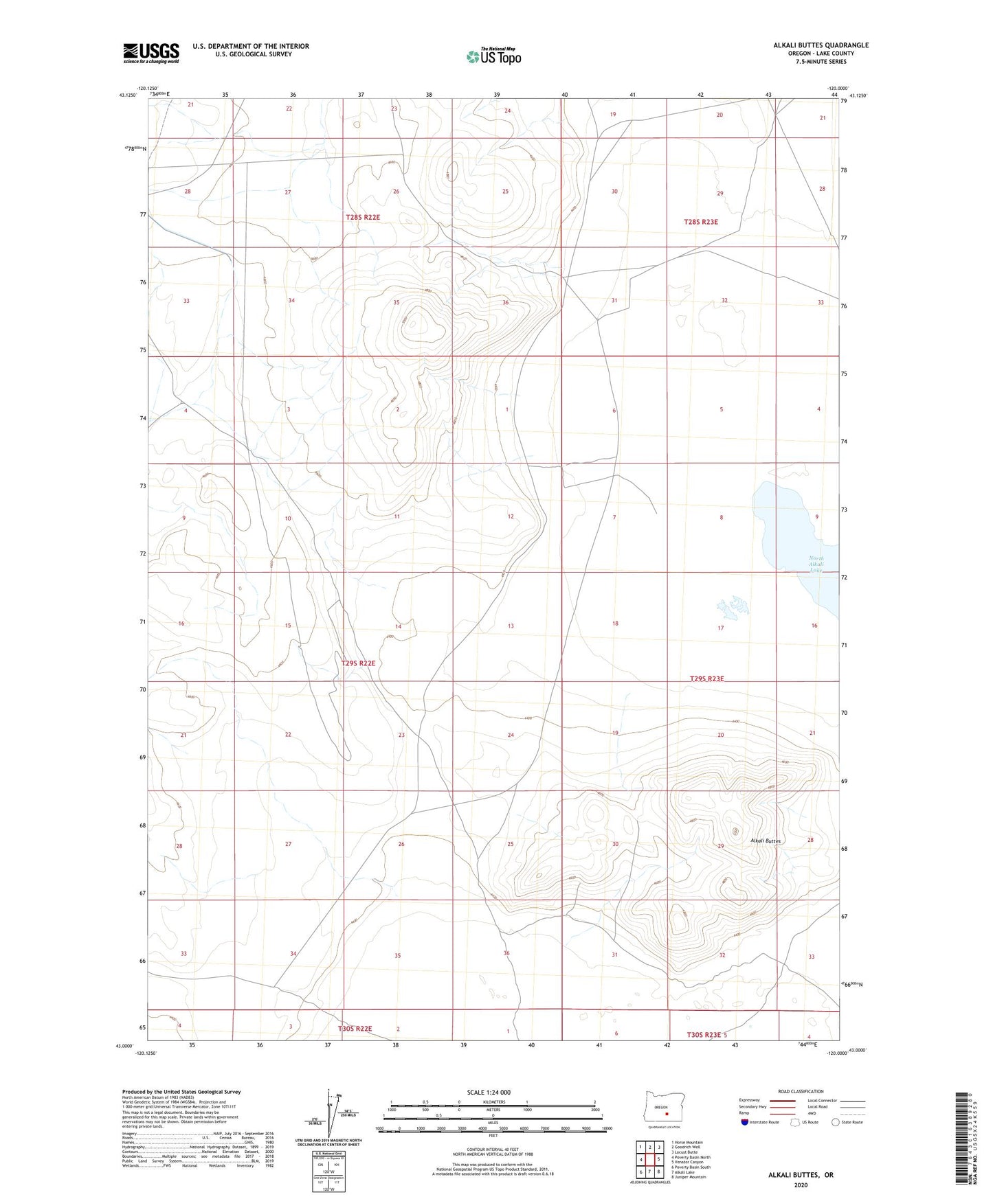 Alkali Buttes Oregon US Topo Map Image