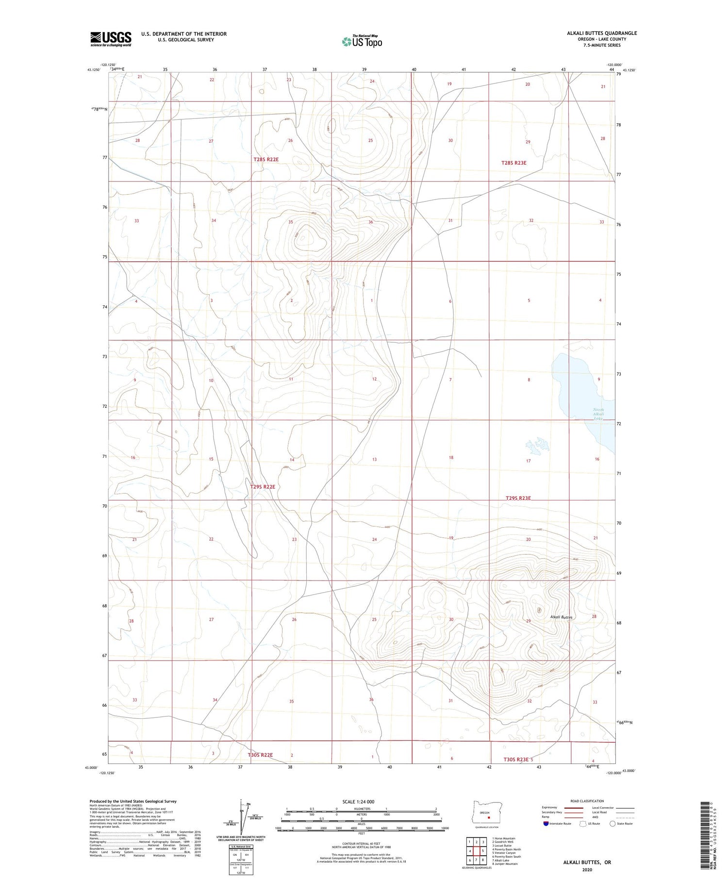 Alkali Buttes Oregon US Topo Map Image