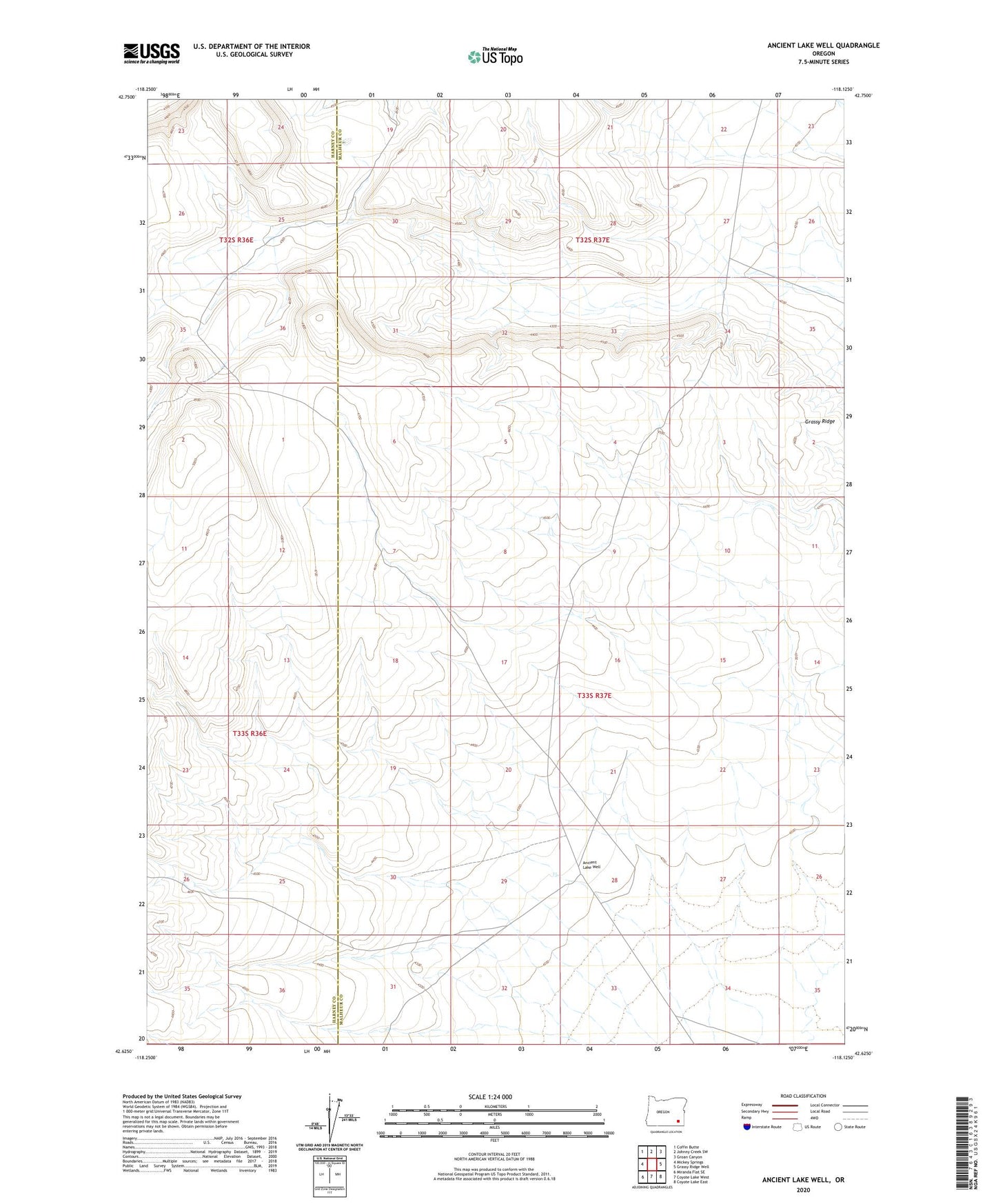 Ancient Lake Well Oregon US Topo Map Image