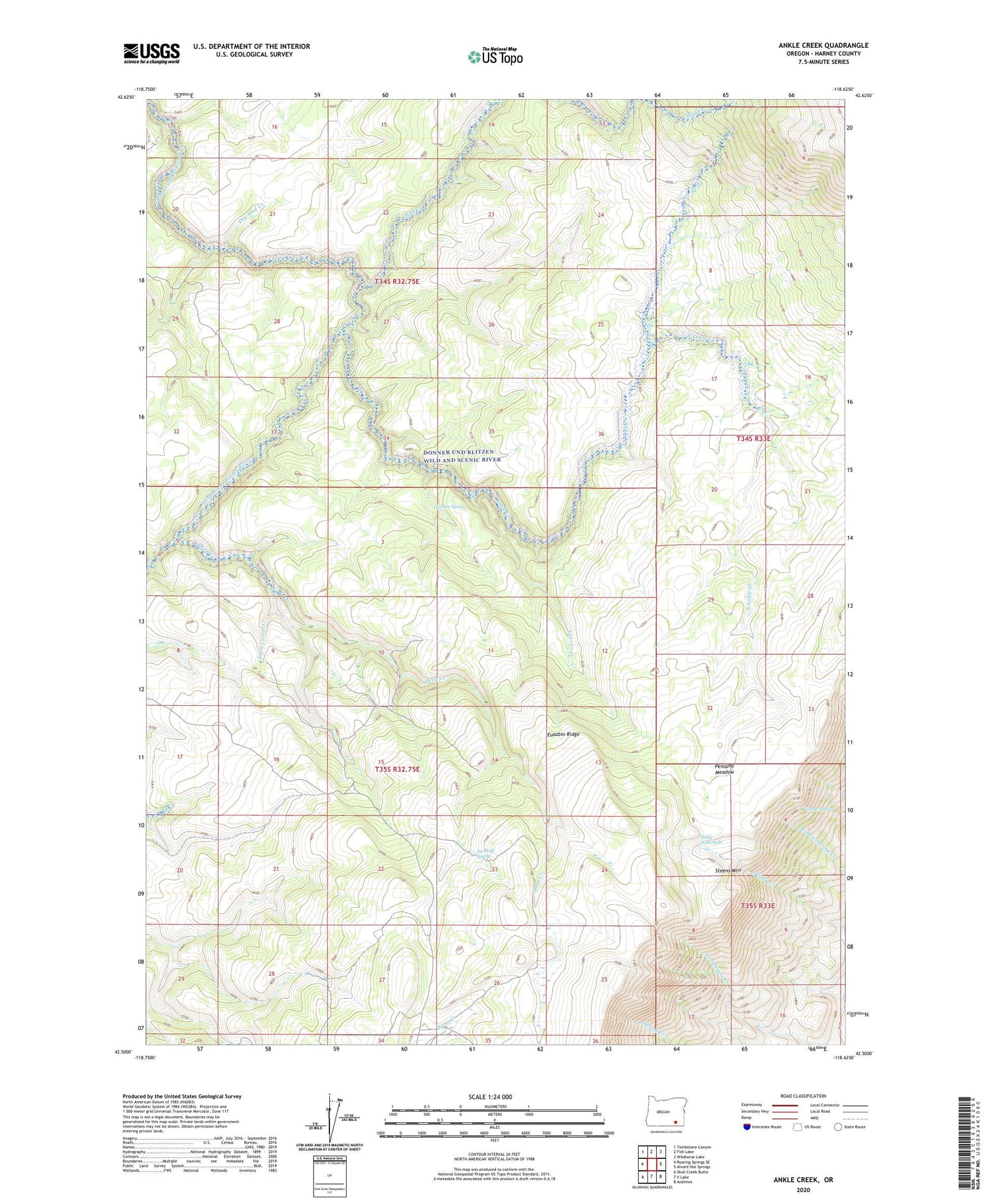 Ankle Creek Oregon US Topo Map Image