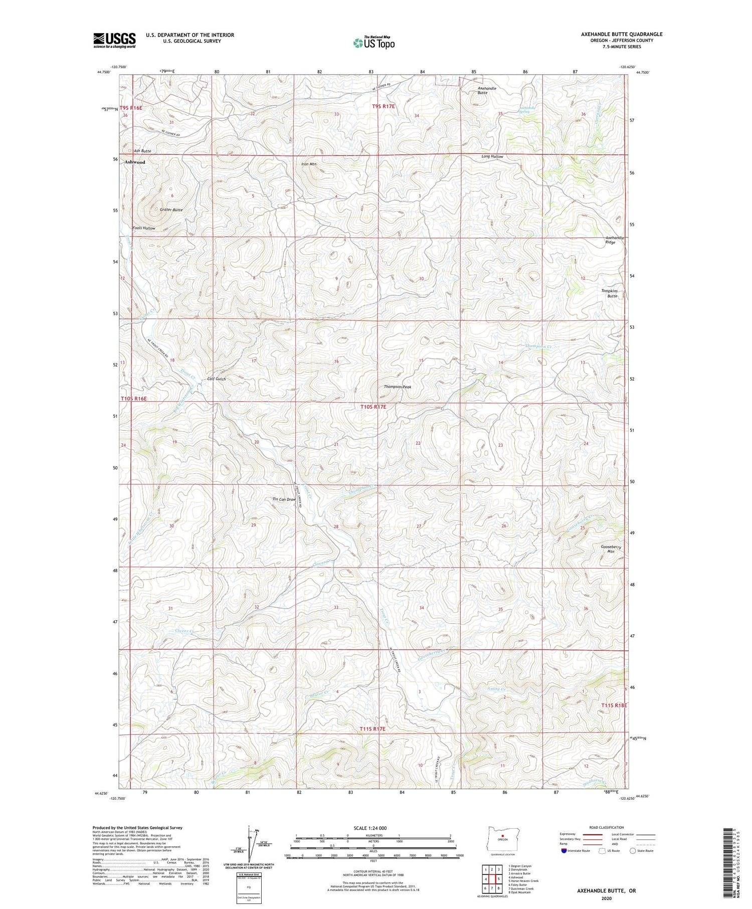 Axehandle Butte Oregon US Topo Map Image