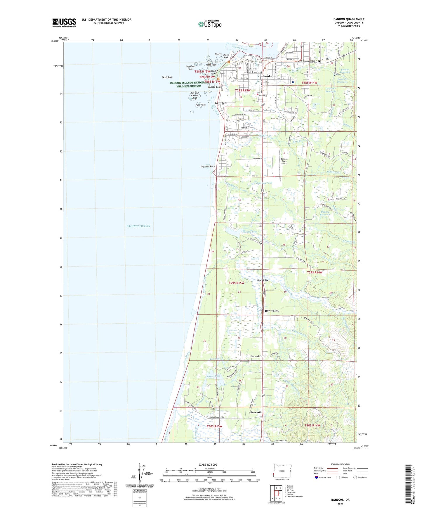 Bandon Oregon US Topo Map Image