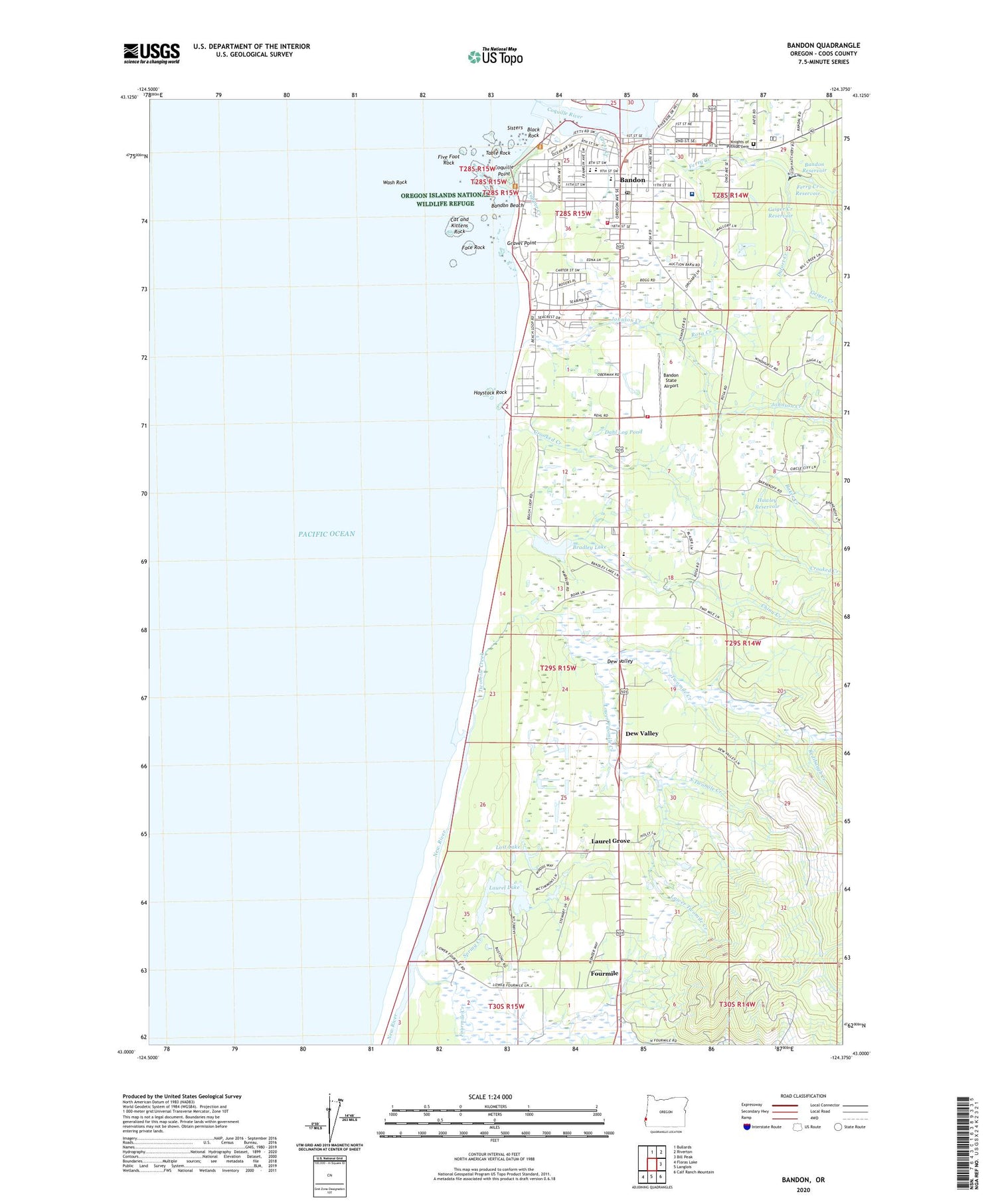 Bandon Oregon US Topo Map Image