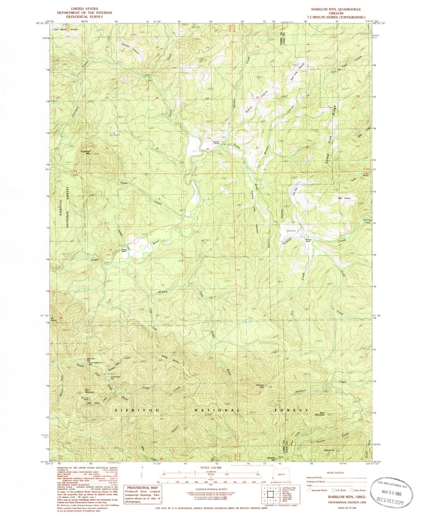 Classic USGS Barklow Mountain Oregon 7.5'x7.5' Topo Map Image