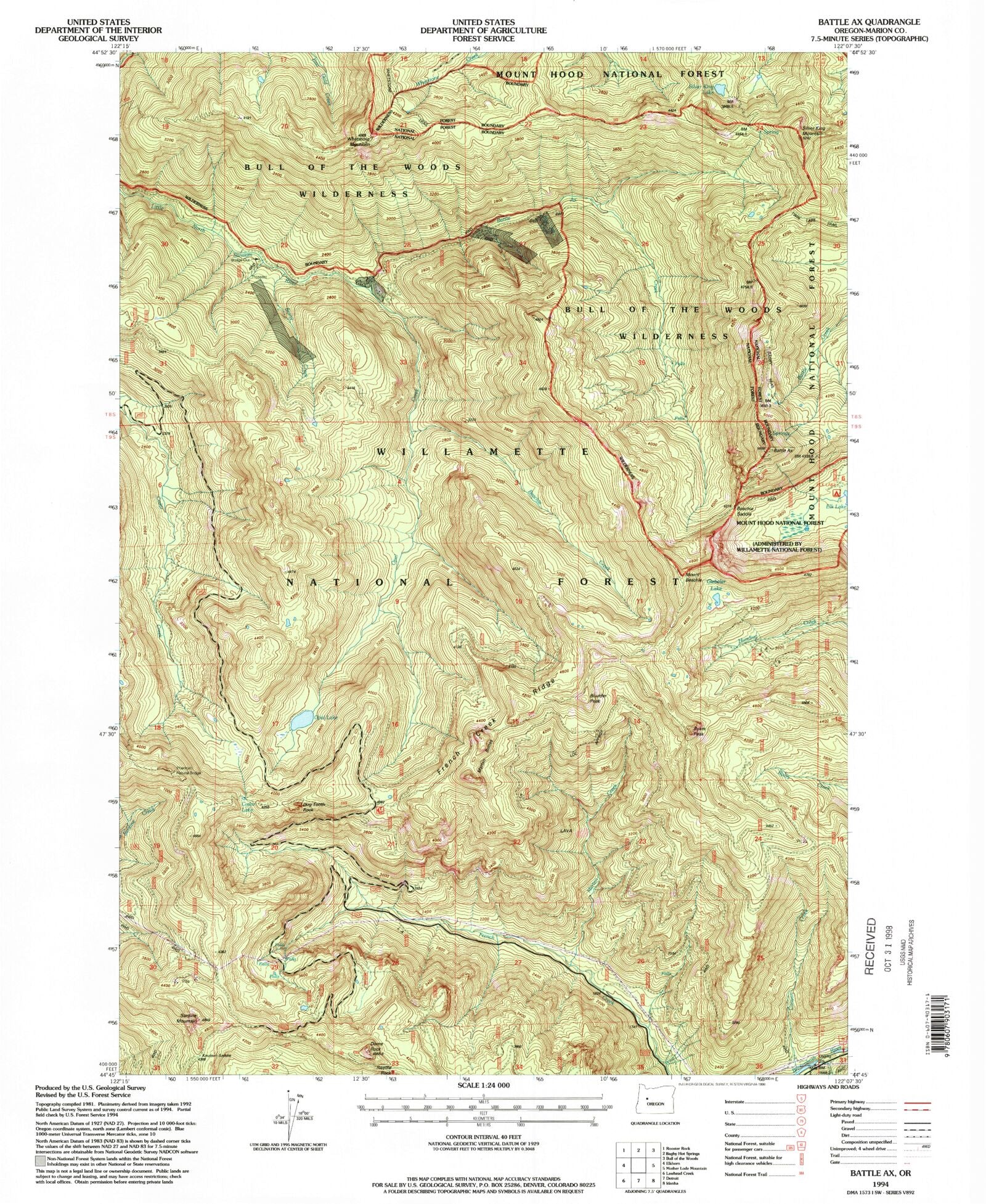 Classic USGS Battle Ax Oregon Topo Map – MyTopo Map Store