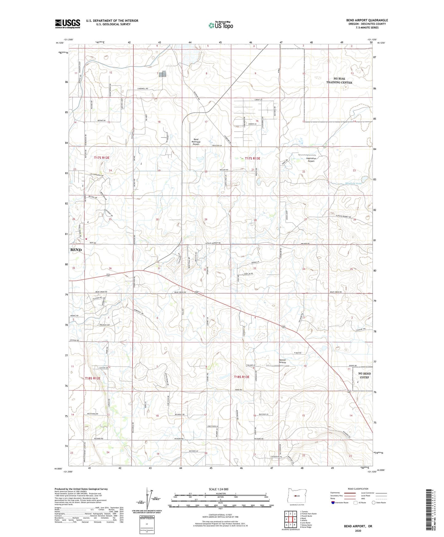 Bend Airport Oregon US Topo Map Image