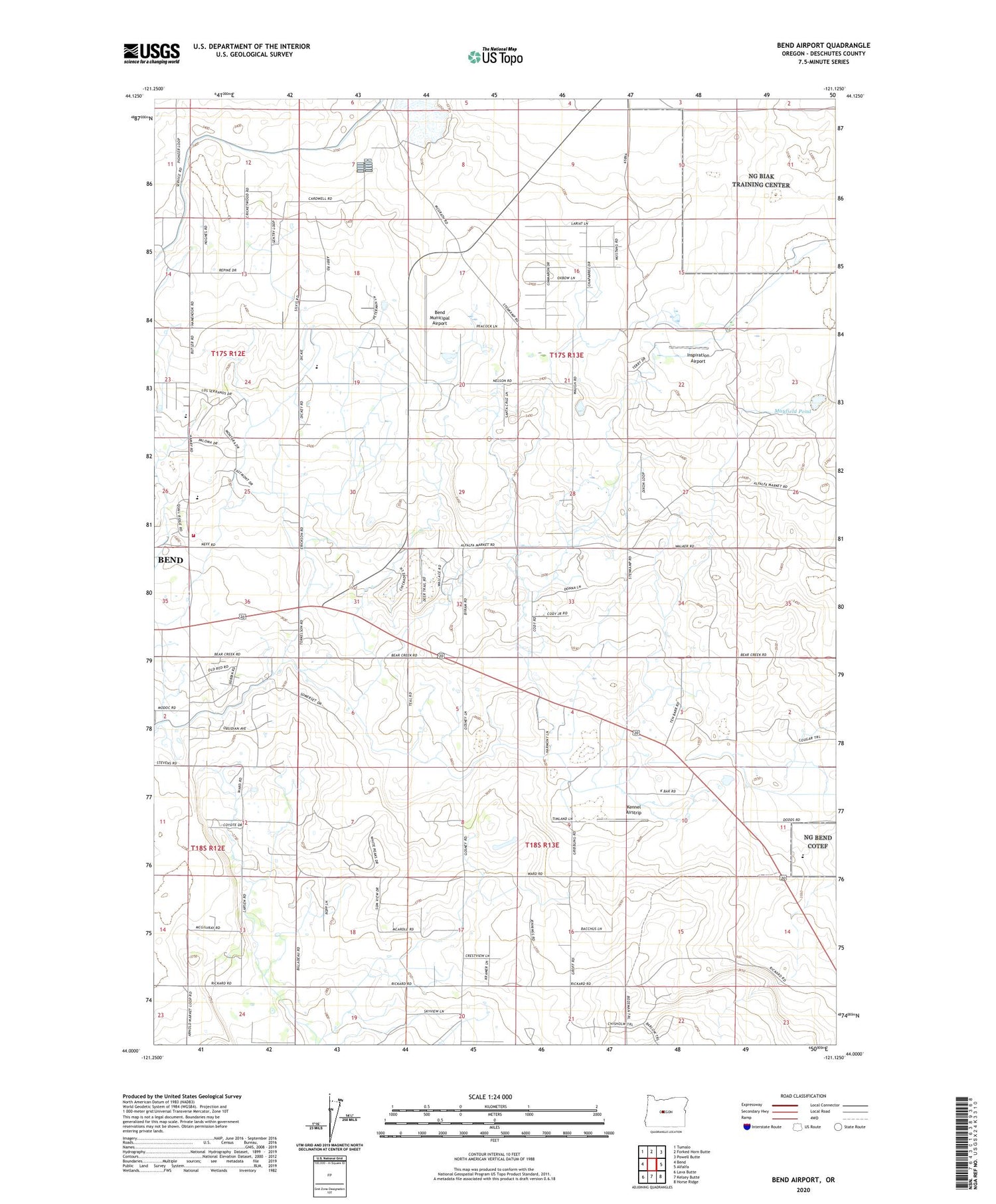Bend Airport Oregon US Topo Map Image