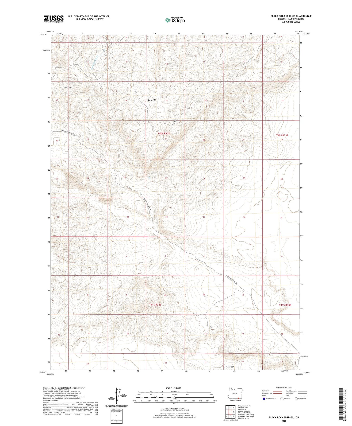Black Rock Springs Oregon US Topo Map Image