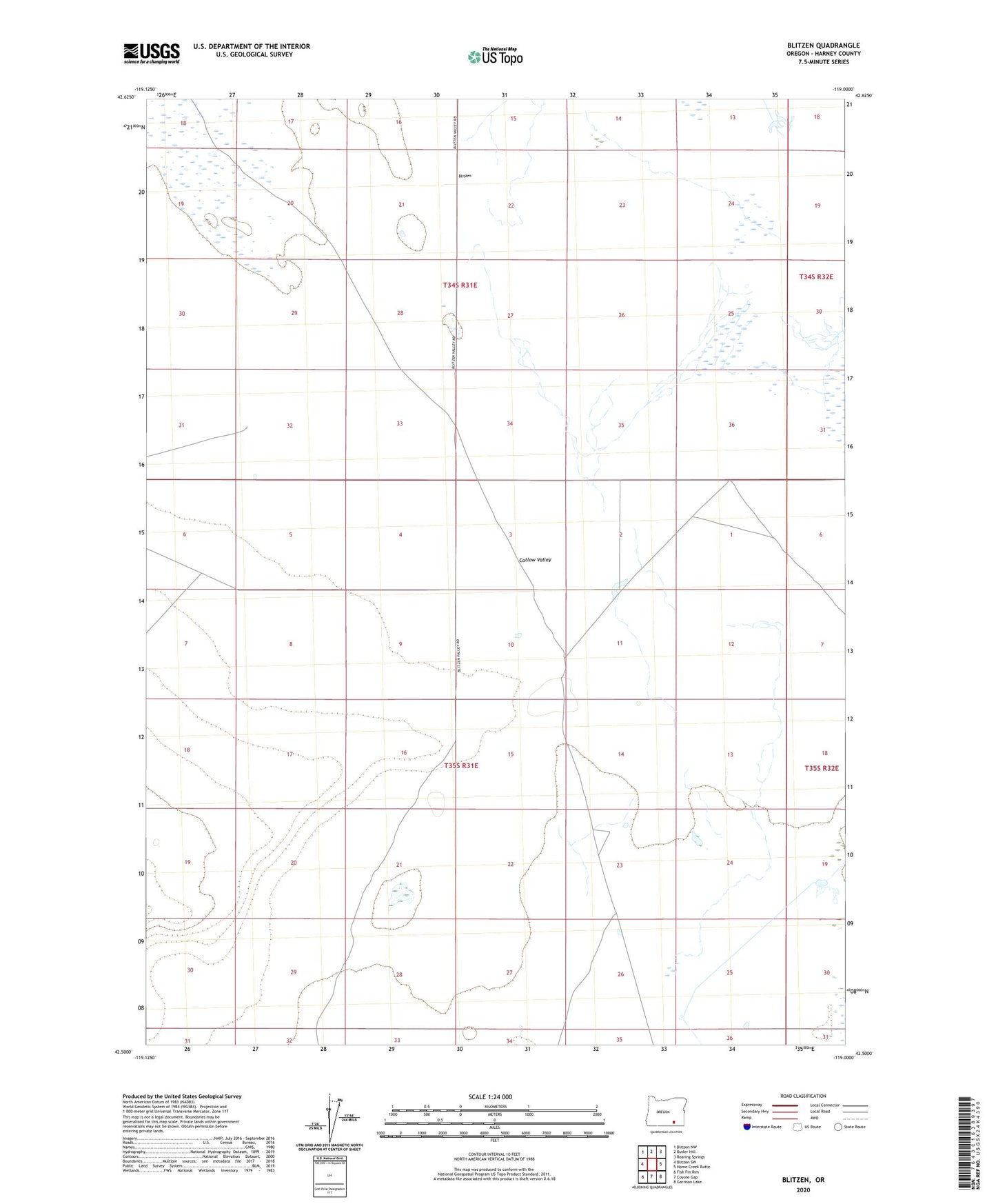 Blitzen Oregon US Topo Map Image