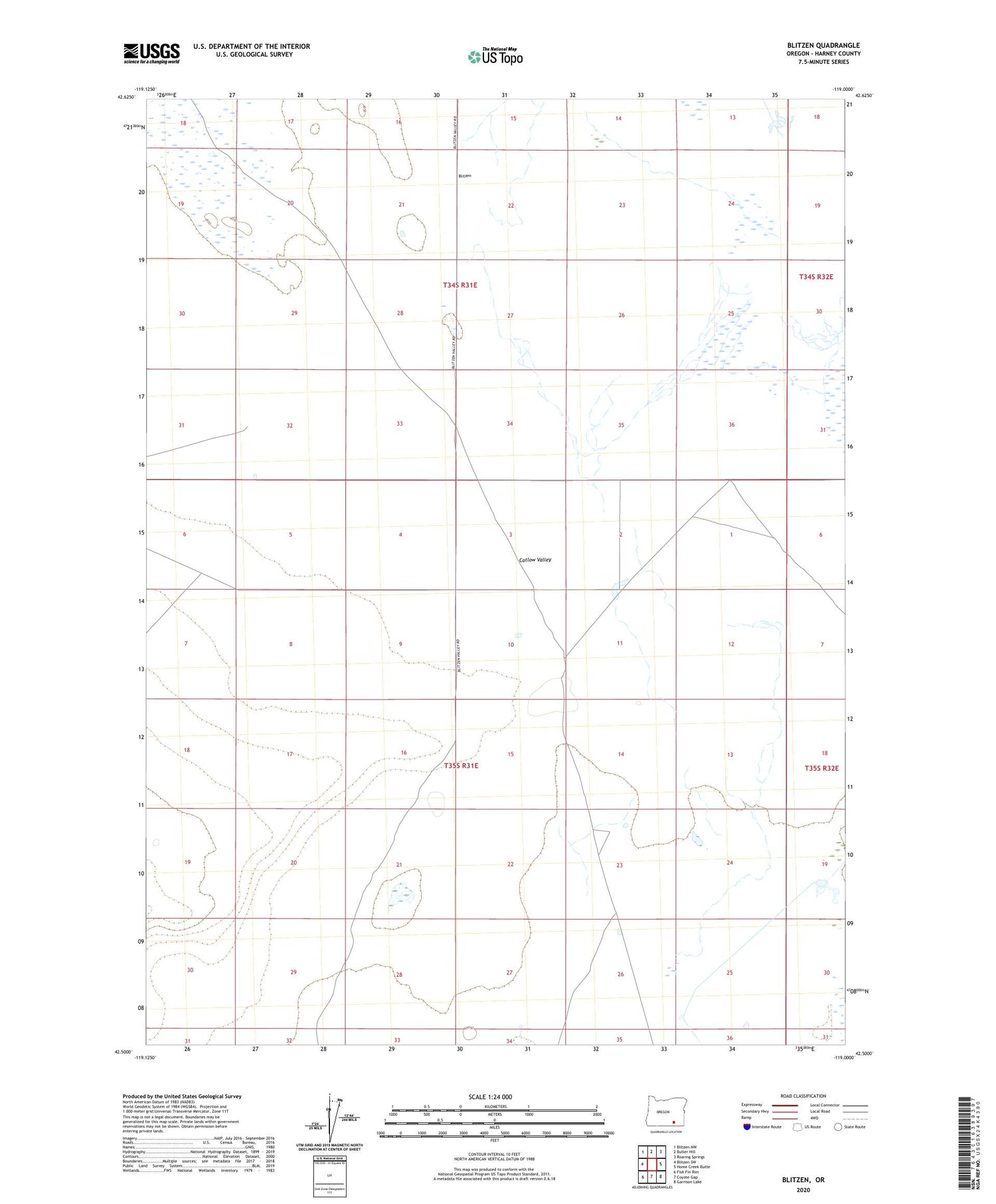 Blitzen Oregon US Topo Map Image