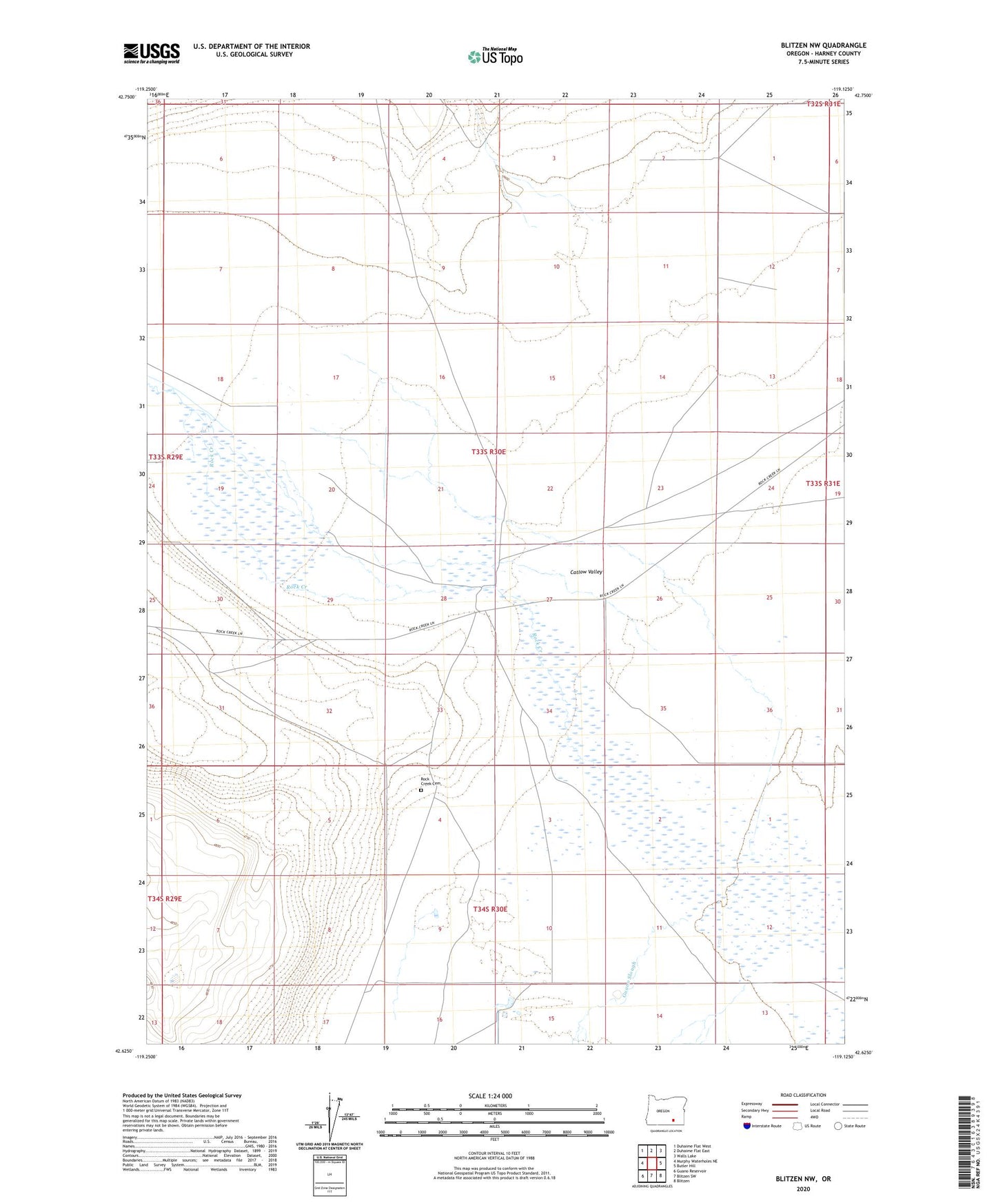 Blitzen NW Oregon US Topo Map Image