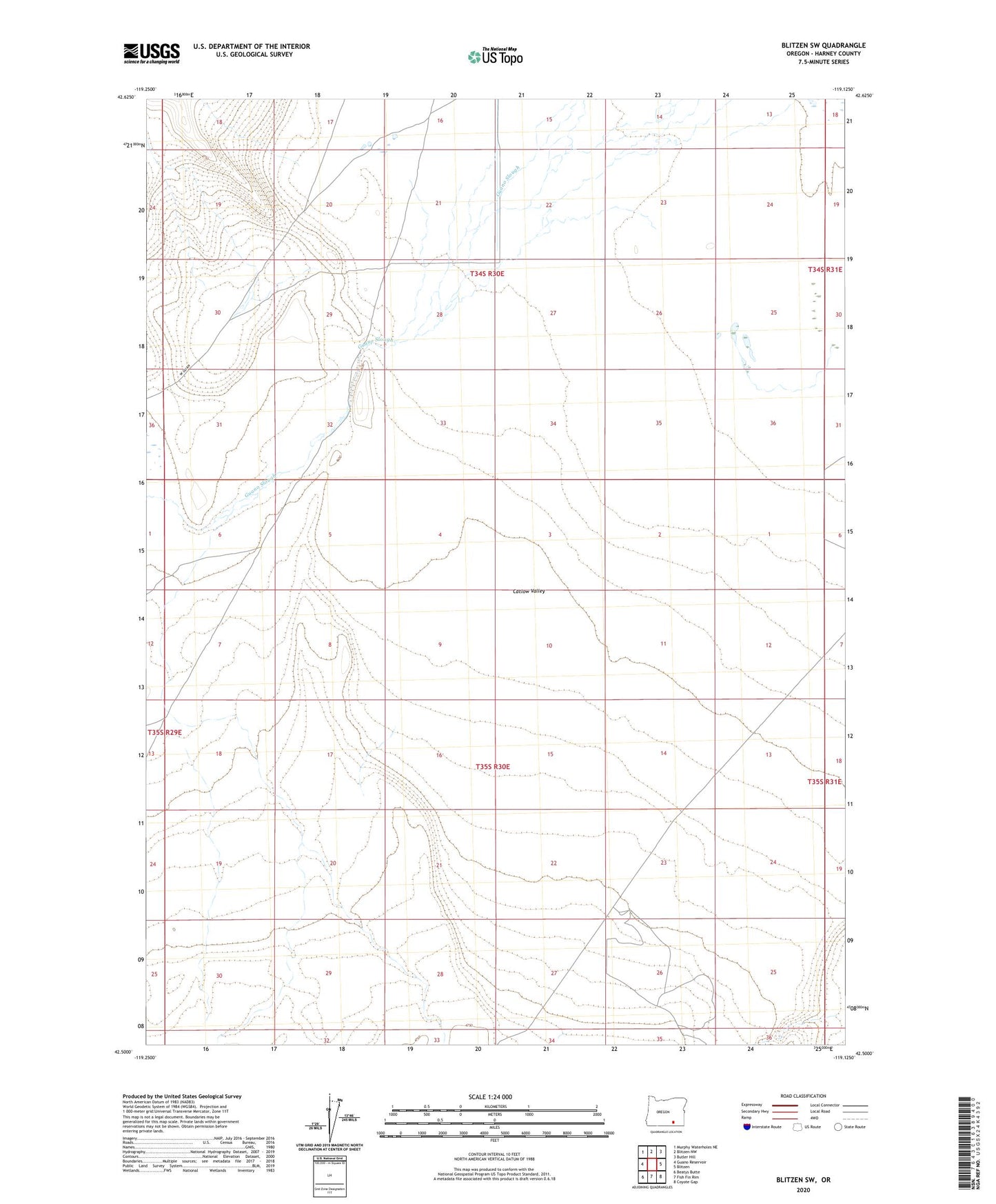 Blitzen SW Oregon US Topo Map Image