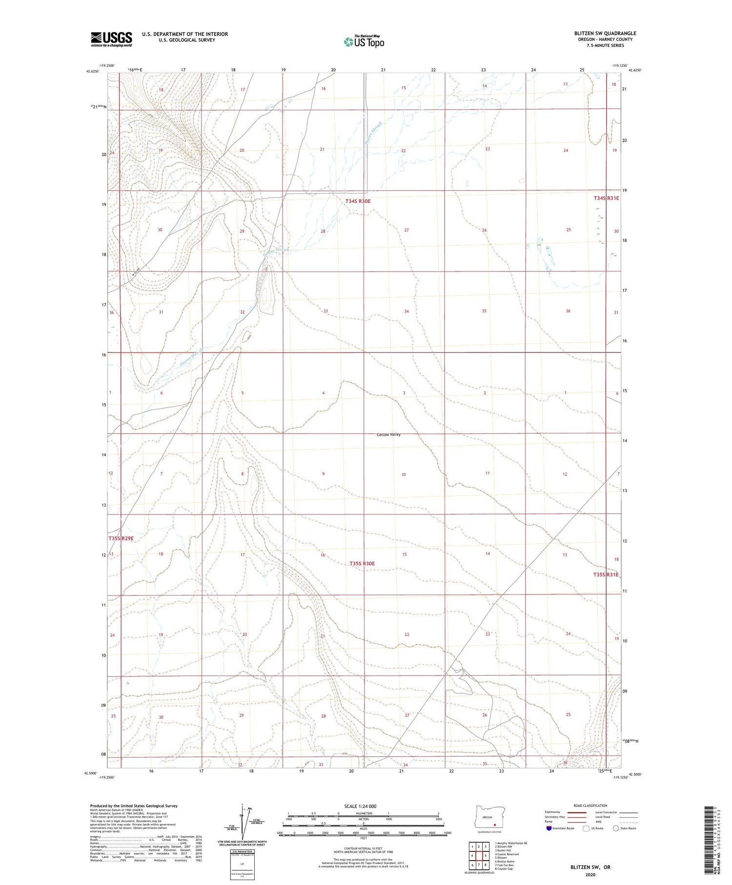 Blitzen SW Oregon US Topo Map Image