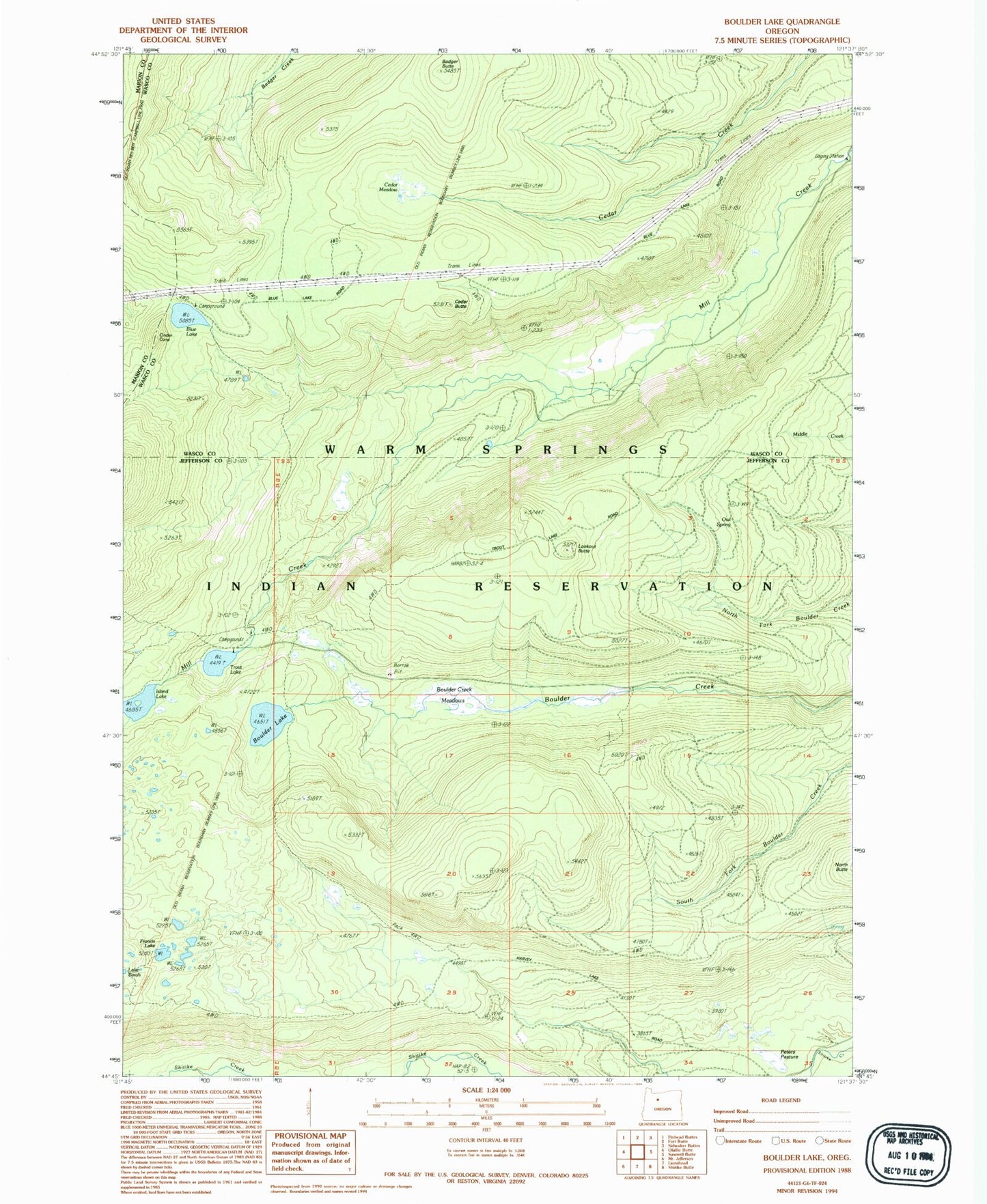 Classic USGS Boulder Butte Oregon 7.5'x7.5' Topo Map Image