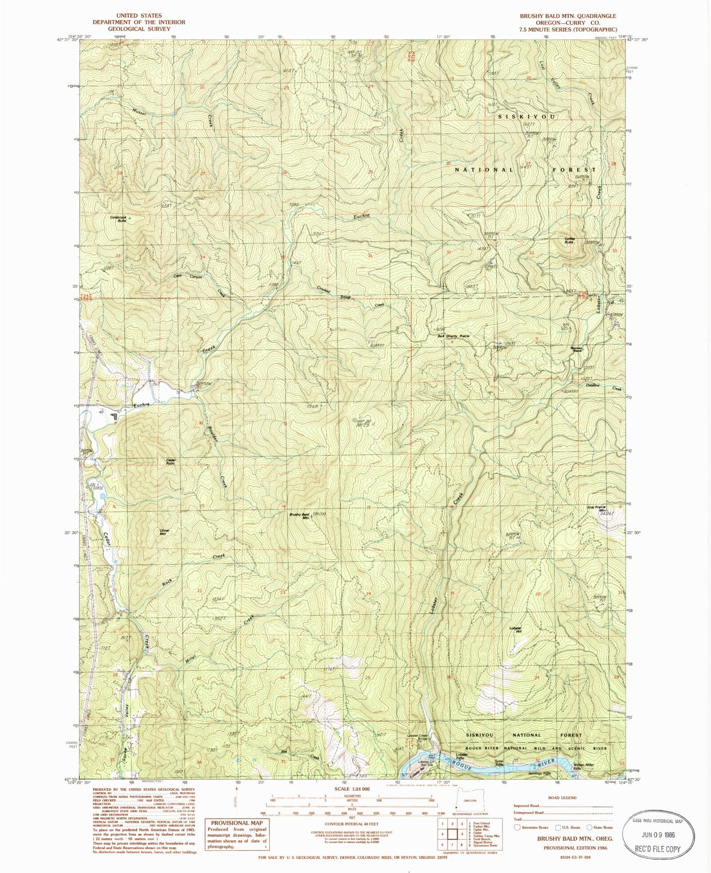 Classic USGS Brushy Bald Mountain Oregon 7.5'x7.5' Topo Map Image