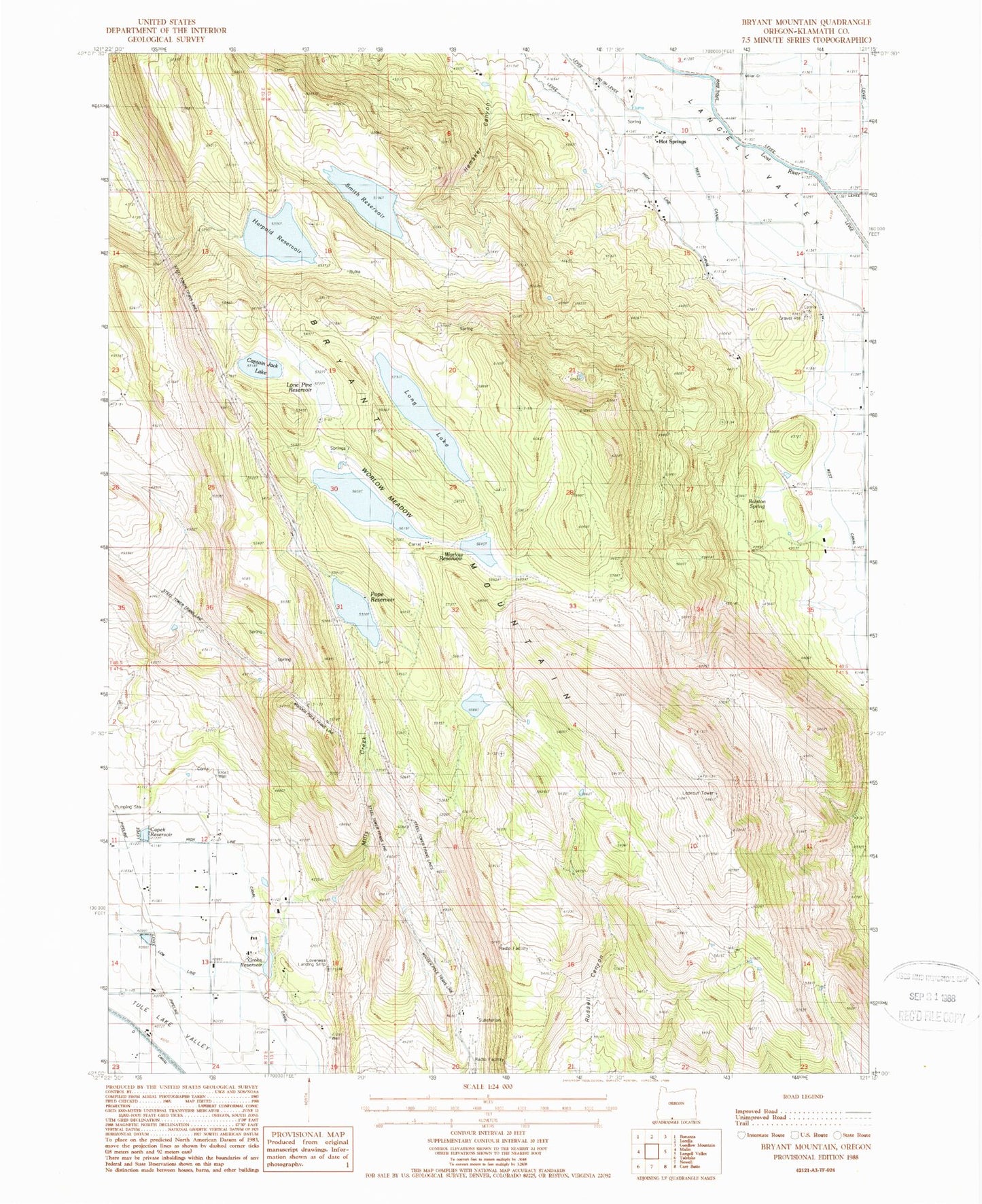 Classic USGS Bryant Mountain Oregon 7.5'x7.5' Topo Map Image