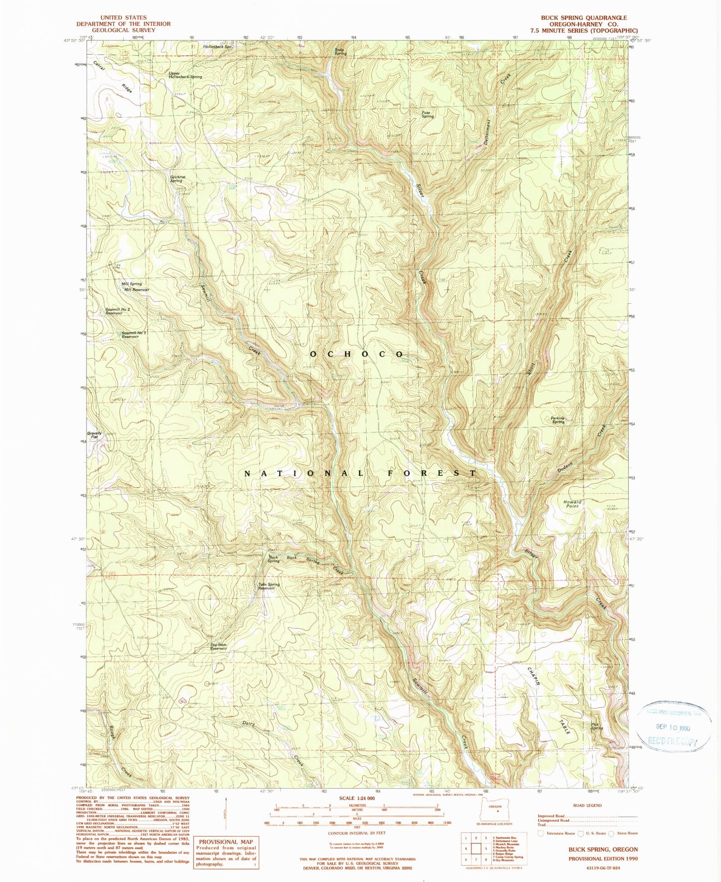 Classic USGS Buck Spring Oregon 7.5'x7.5' Topo Map Image