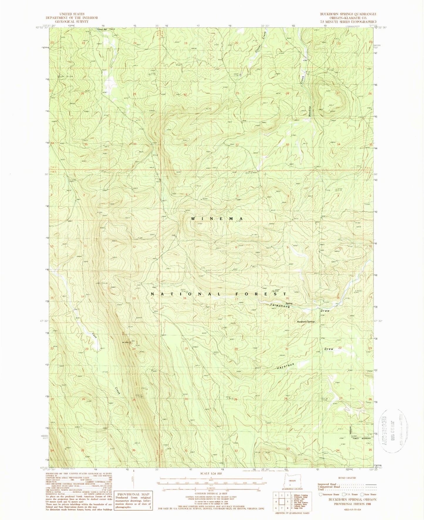 Classic USGS Buckhorn Springs Oregon 7.5'x7.5' Topo Map Image