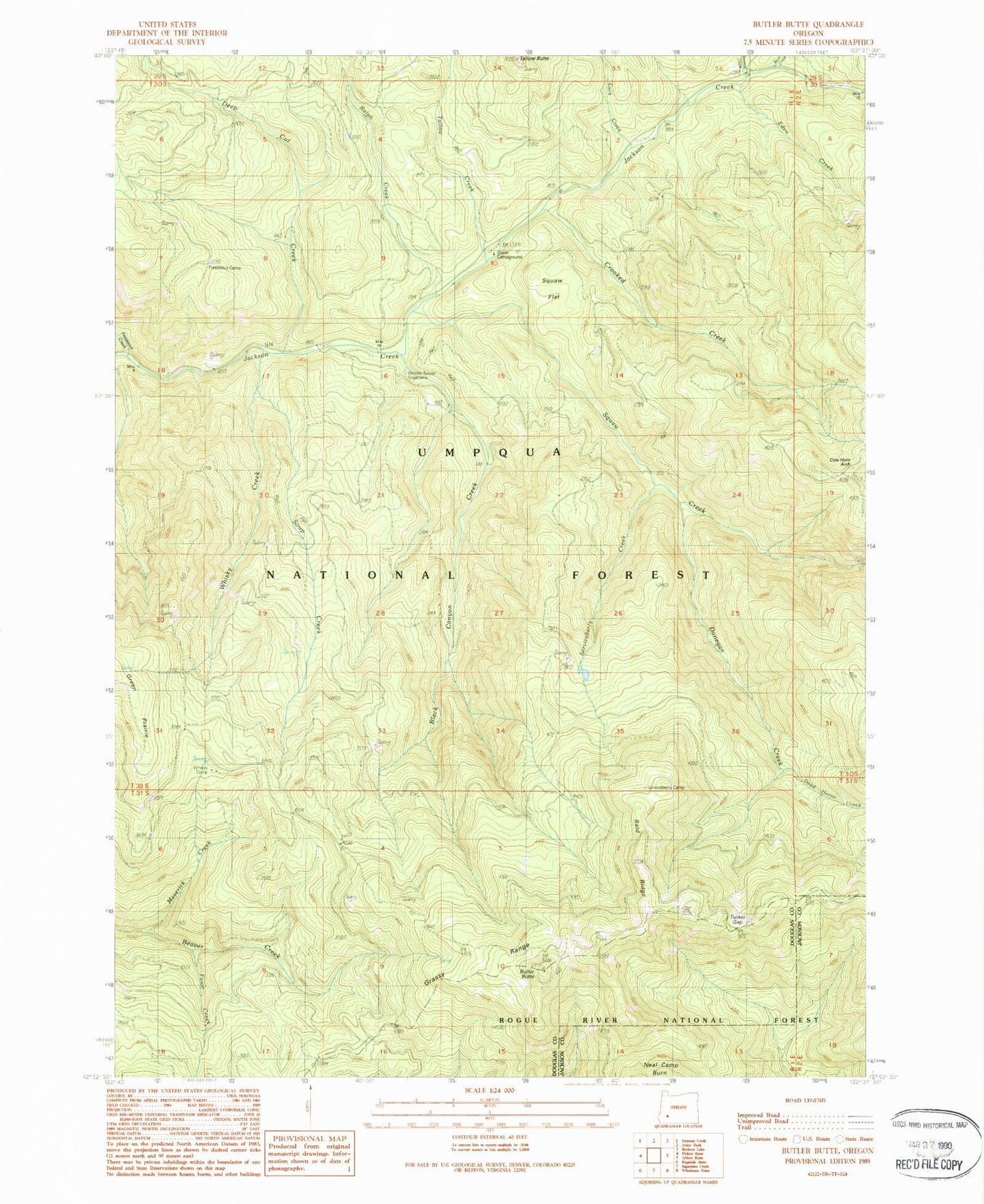 Classic USGS Butler Butte Oregon 7.5'x7.5' Topo Map Image