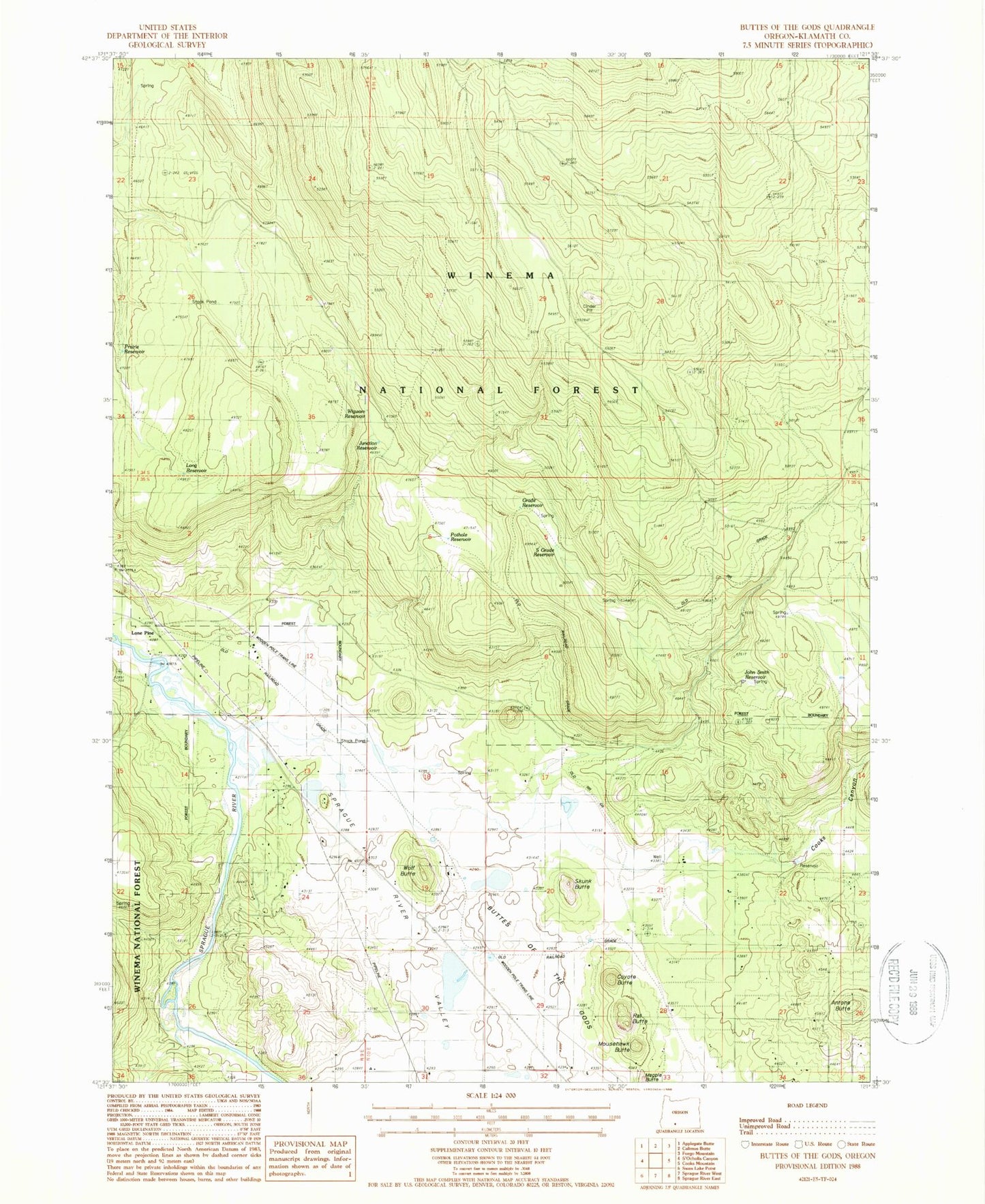 Classic USGS Buttes of the Gods Oregon 7.5'x7.5' Topo Map Image